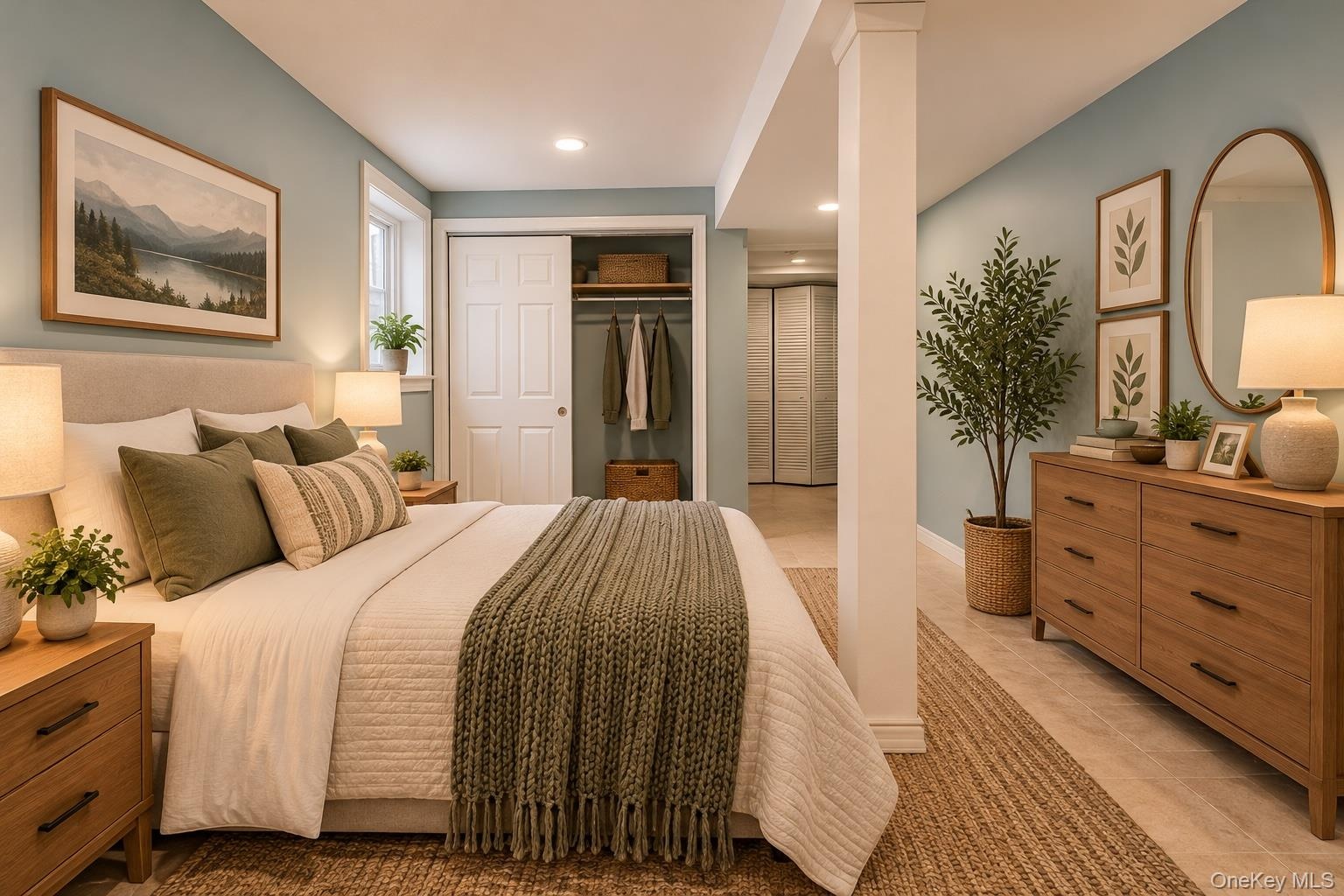Virtually staged-Bedroom  in the basement