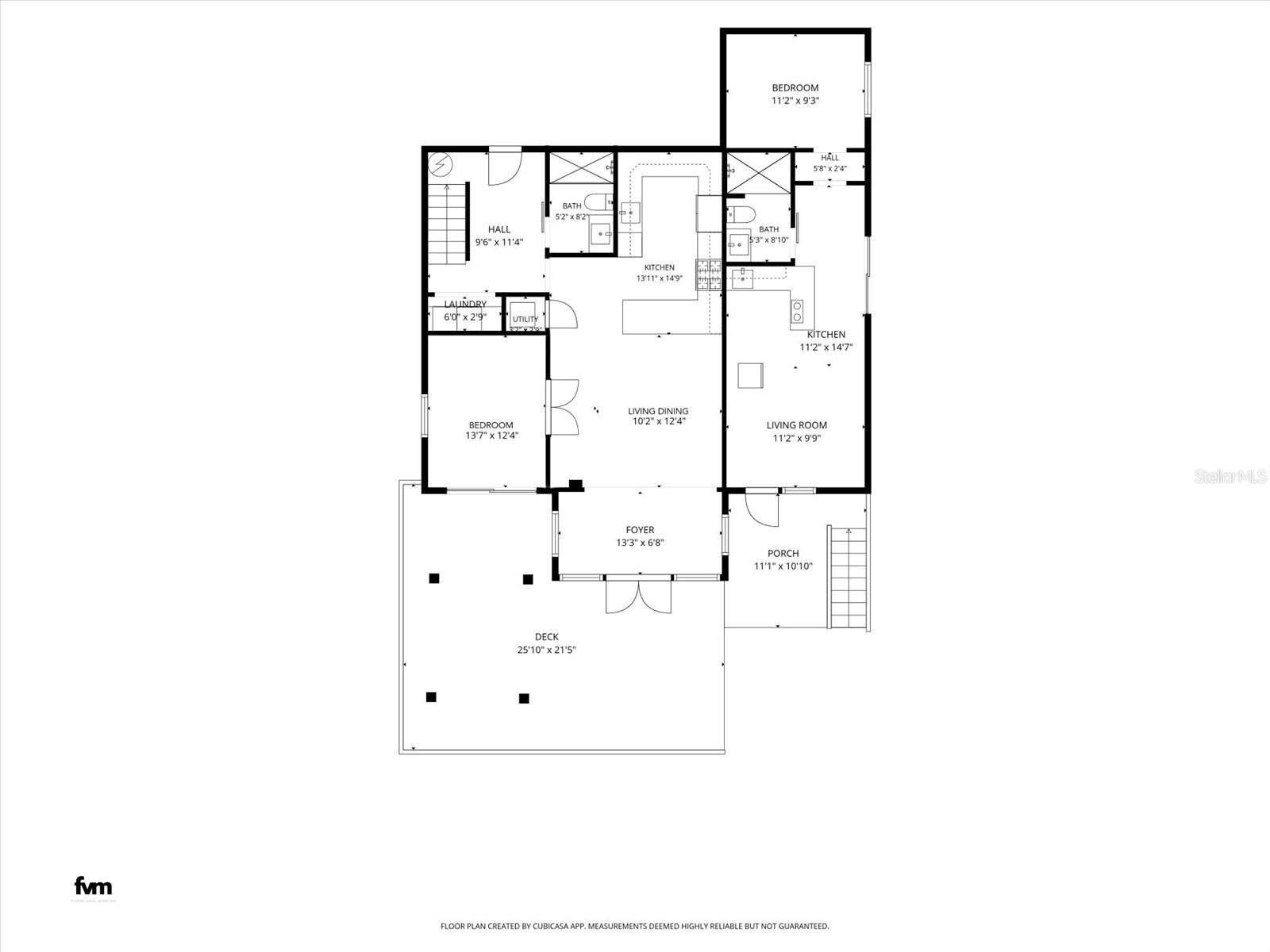 Potential Floor Plan with Living Room converted to 3rd Bedroom
