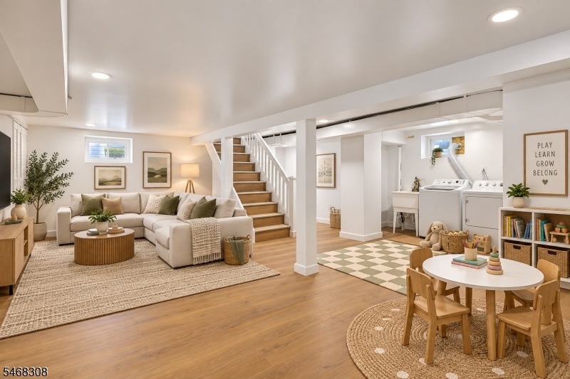 finished basement staged