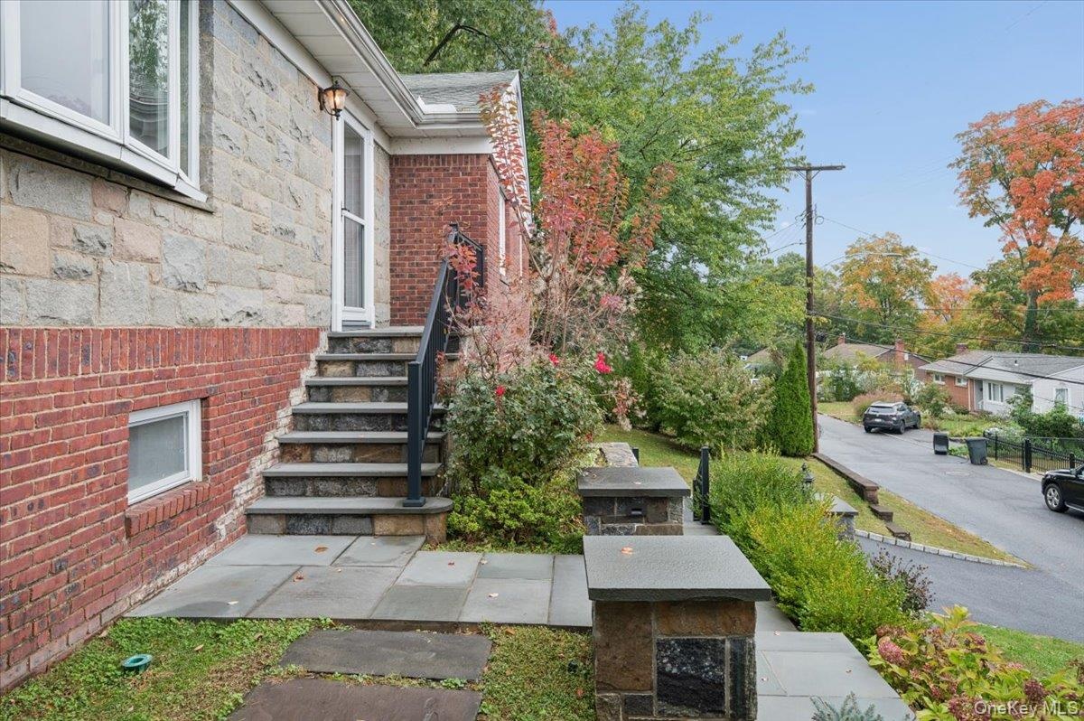 New stone steps and retaining walls.