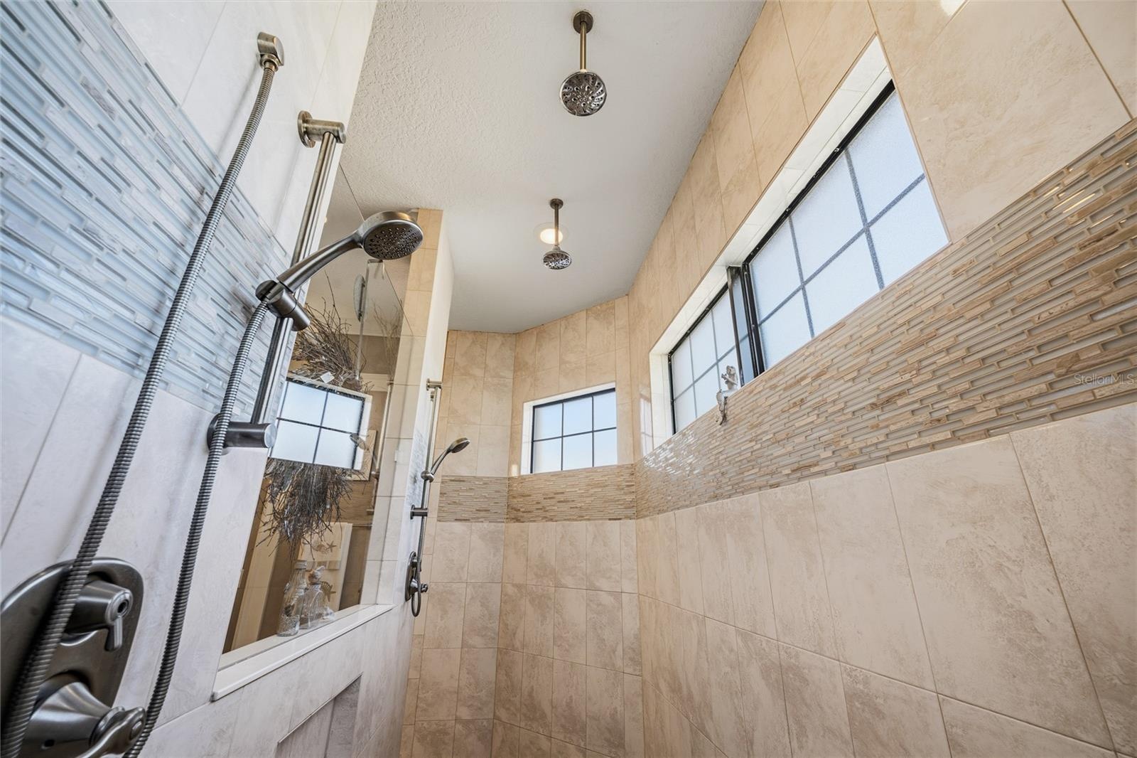 Walk-Through Shower with 4 Shower Heads