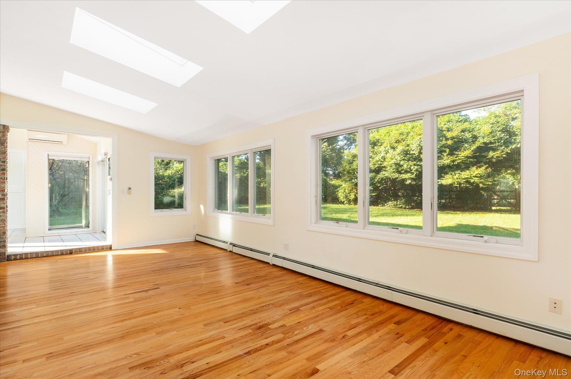 Family room with skylights