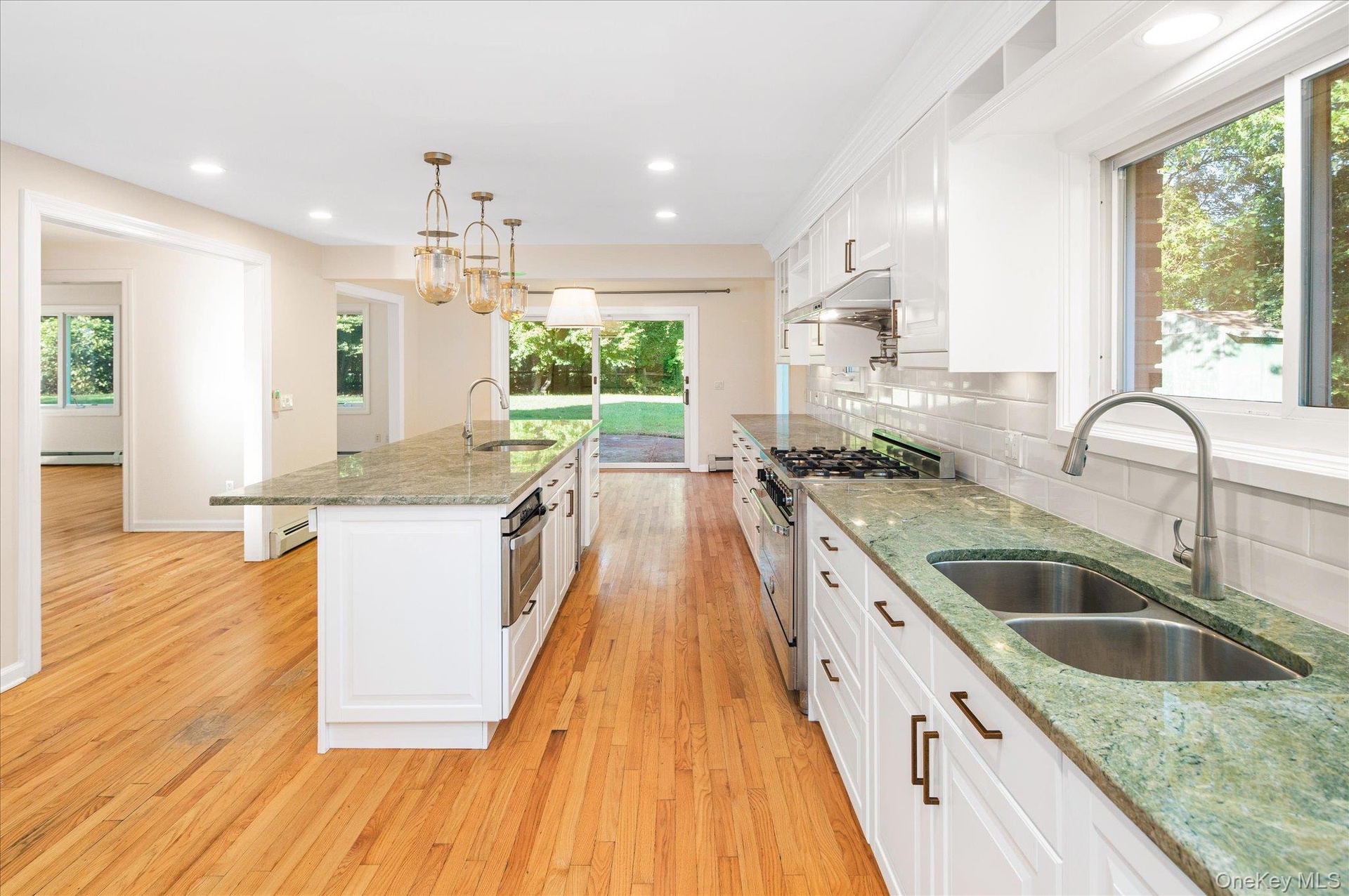 Kitchen with views to backyard