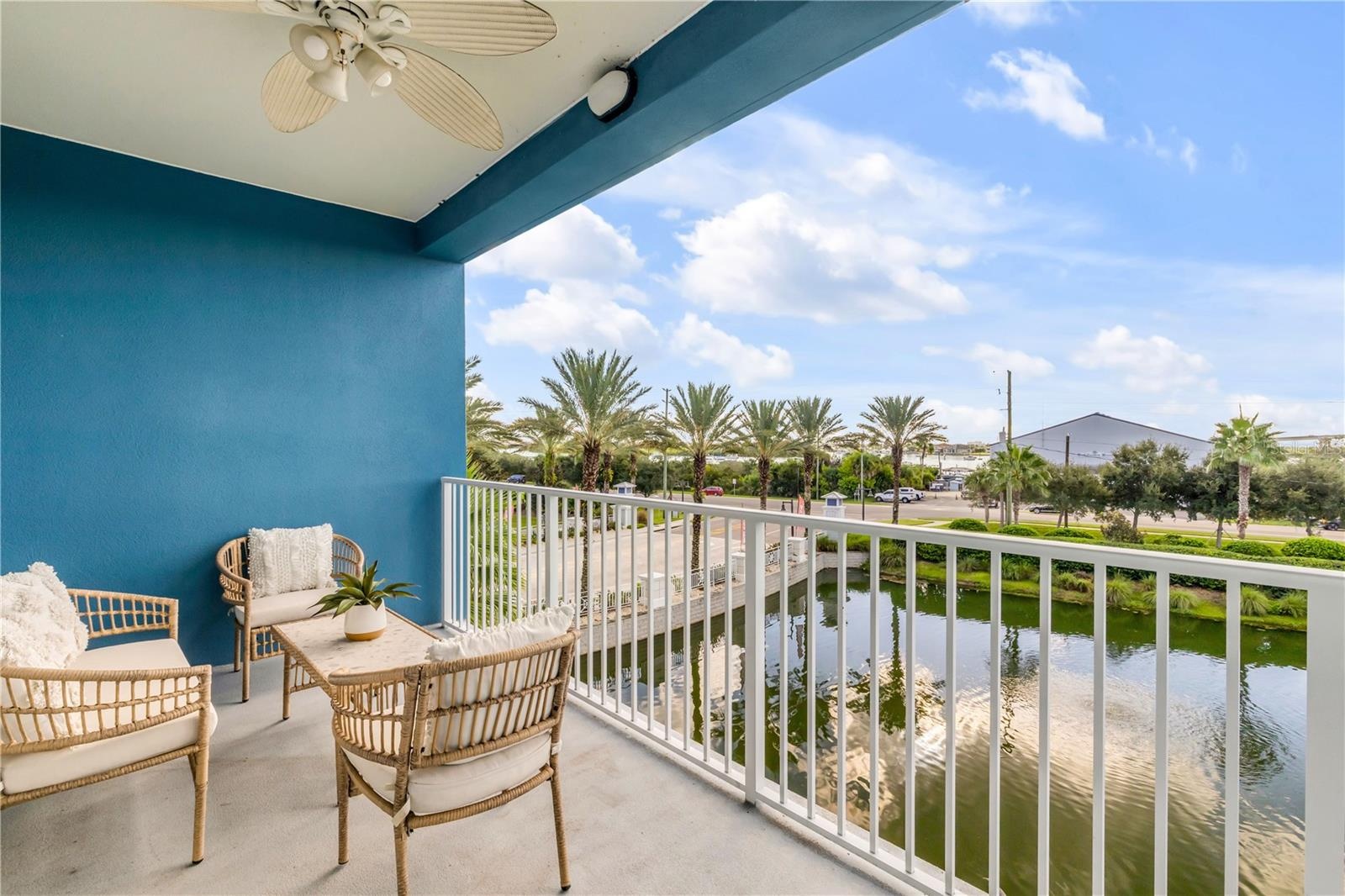 Back Patio with pond and Marina view