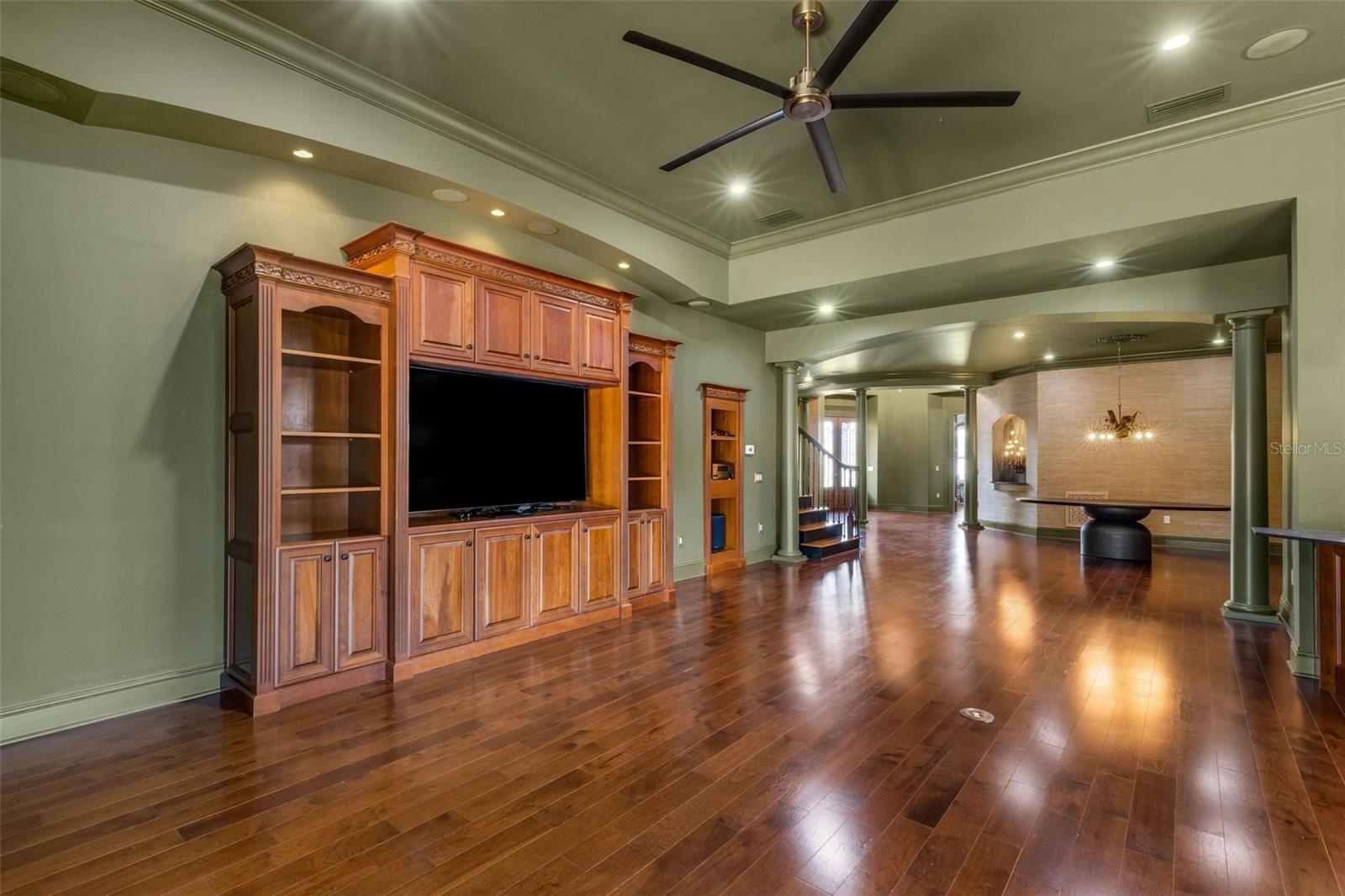 The entire space yields many options for furniture placement . . .