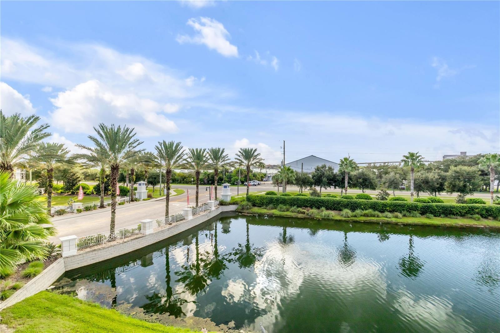 Back patio pond and Marina view