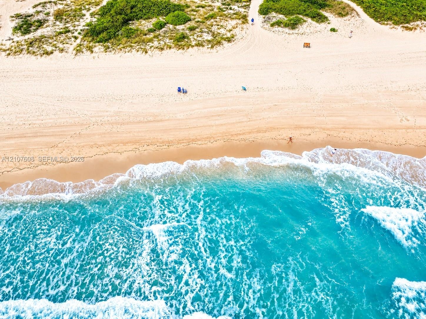 Sandy beachfront coastline with direct ocean access, natural sand dunes, and native vegetation