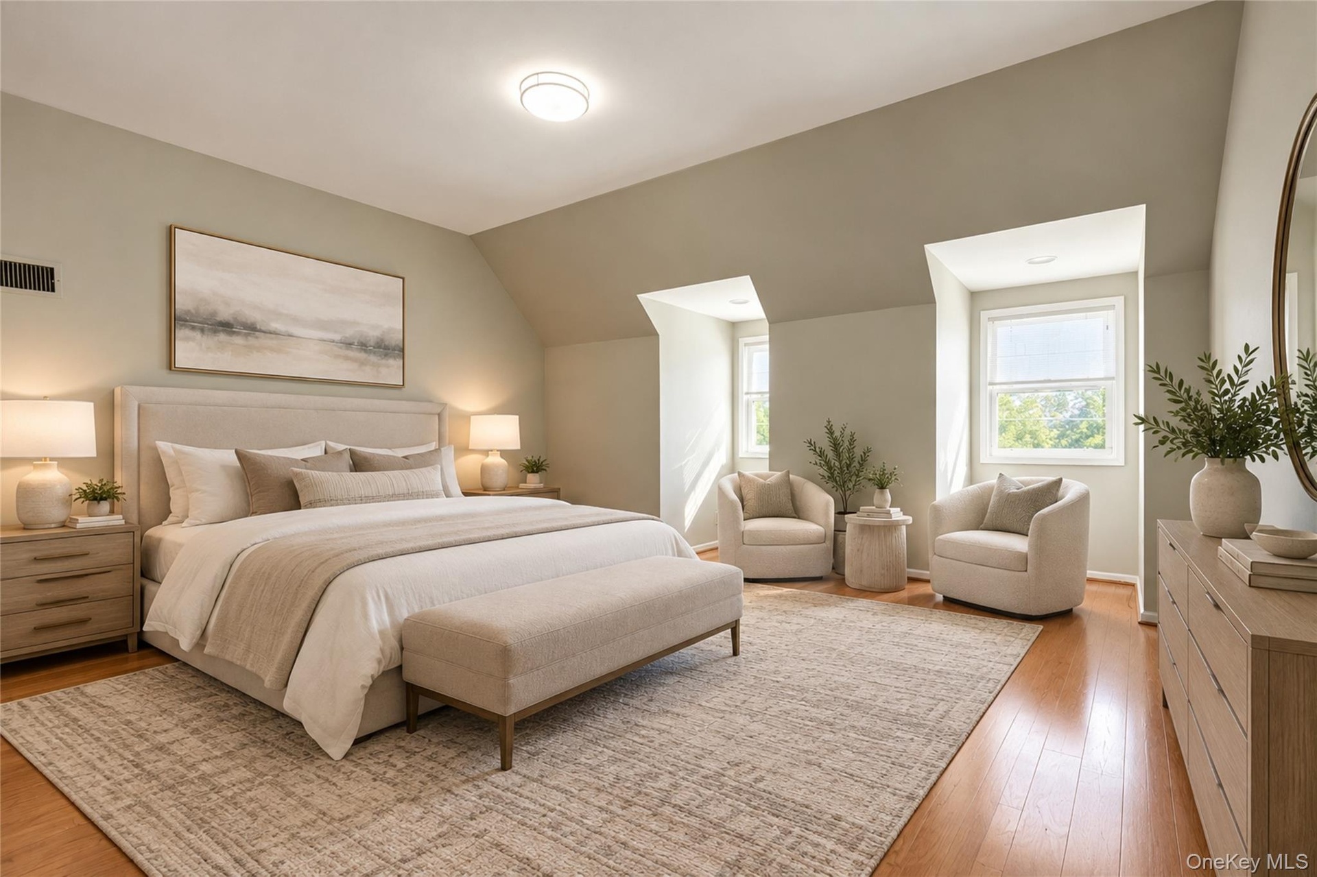 Virtually staged Primary suite