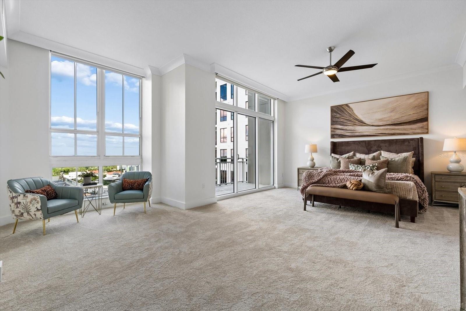 Oversized primary bedroom with sitting area/office