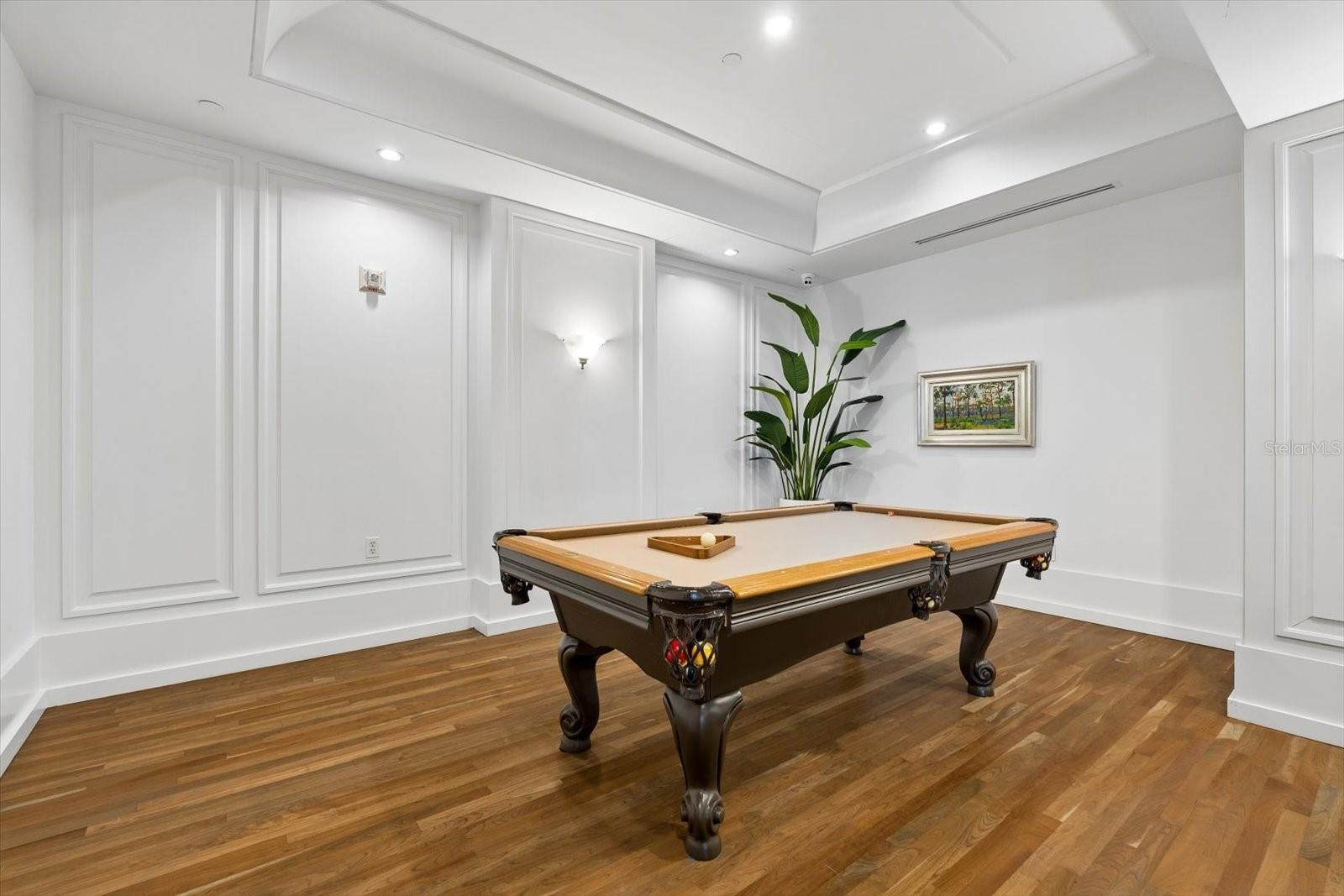 Billiards table in the club