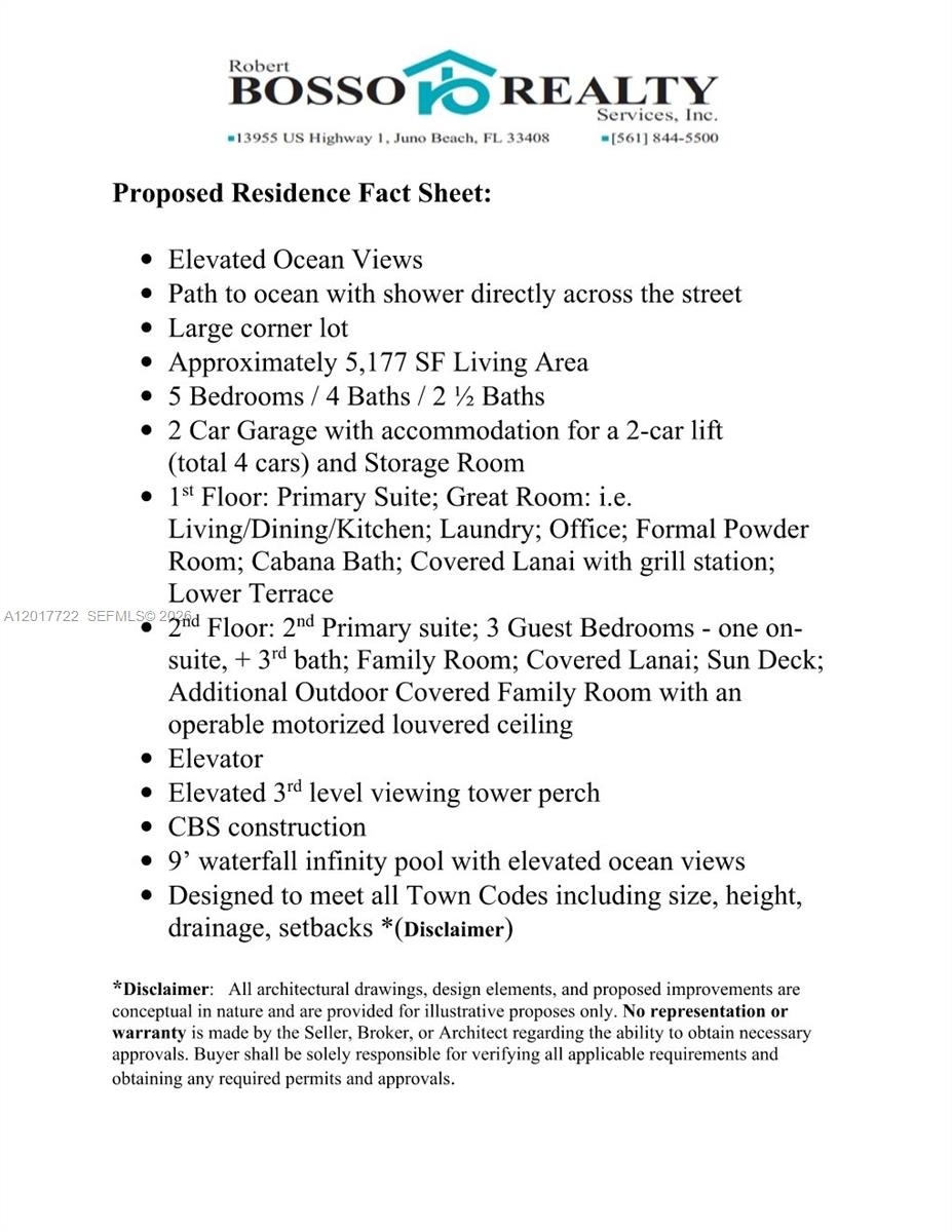 Proposed Residence Fact Sheet. Outlining technical specifications, structural dimensions, and municipal code compliance status for the property