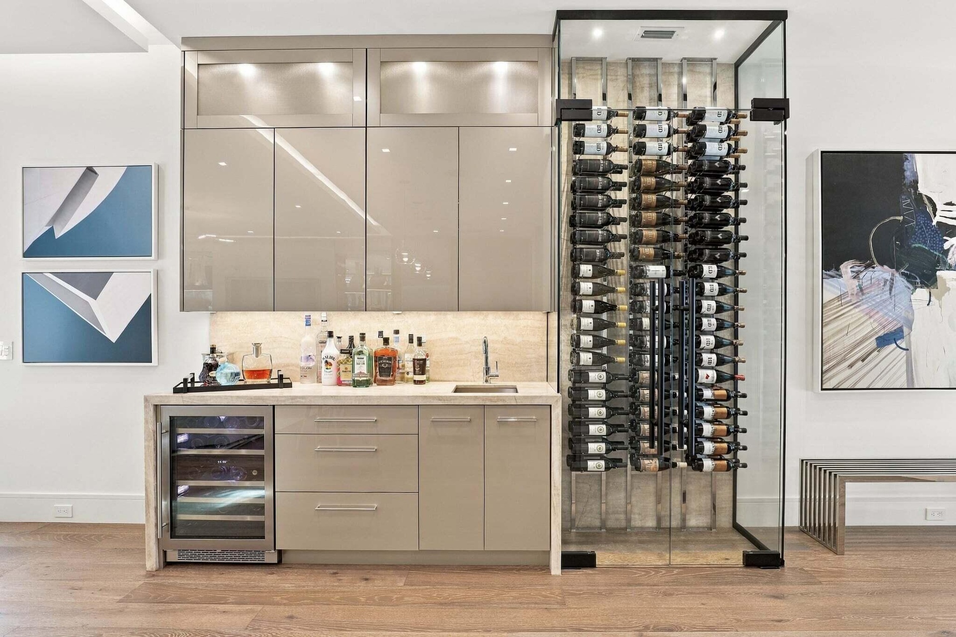 Full Wine Bar with Glass Display