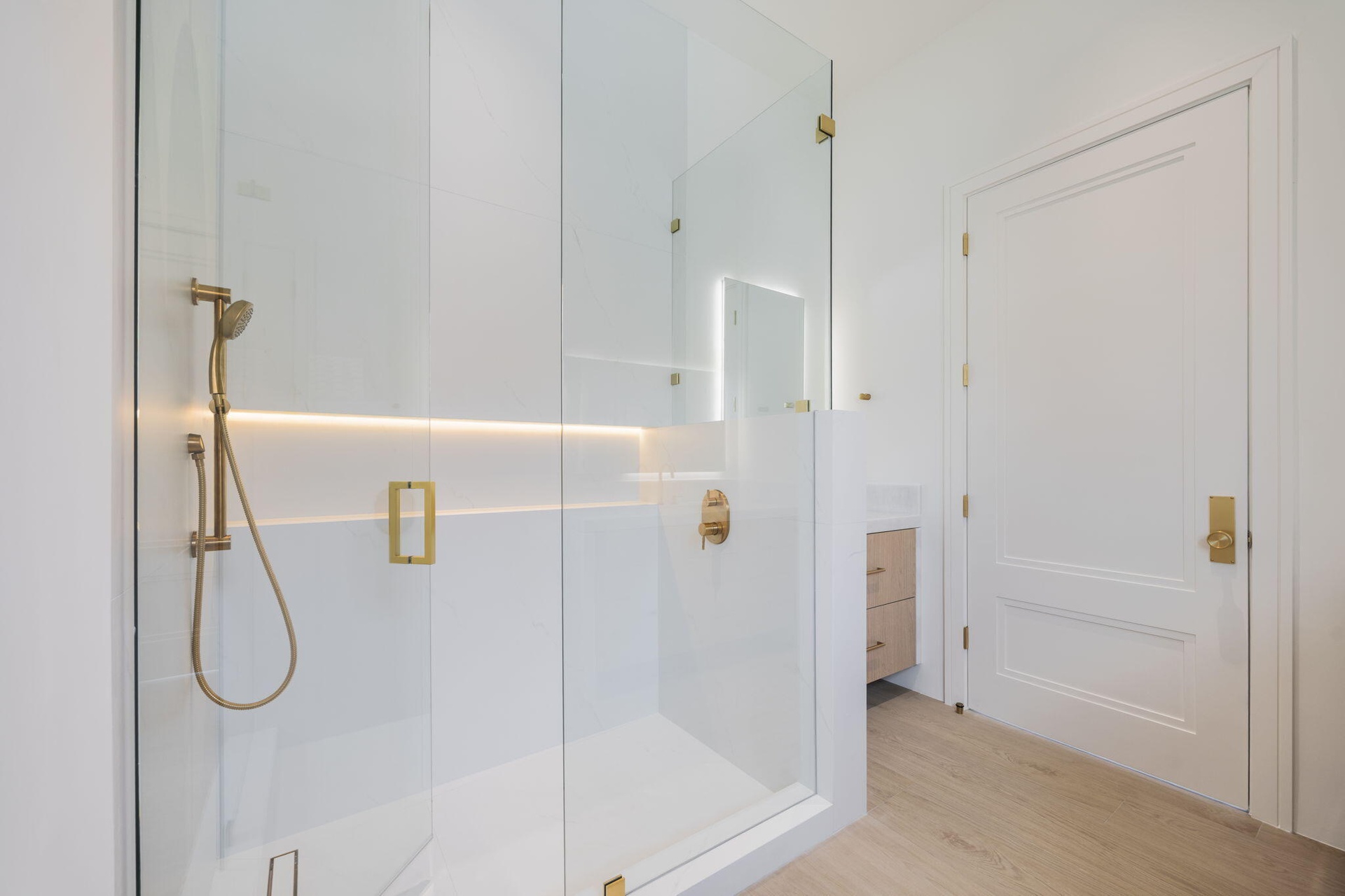 Bathroom 2 shower w/ 2 vanities and smart toilet and backlit led mirrors - 2nd floor