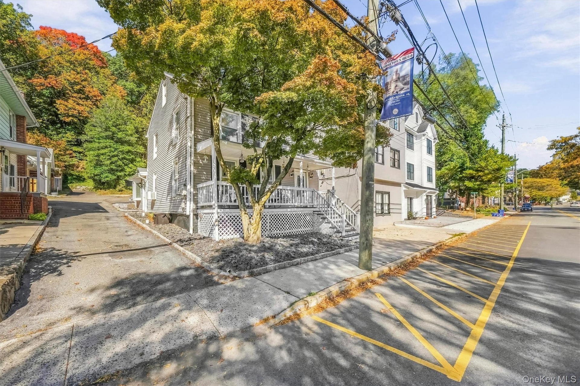 Picturesque view looking down the street in the heart of the village of Croton-on-Hudson.