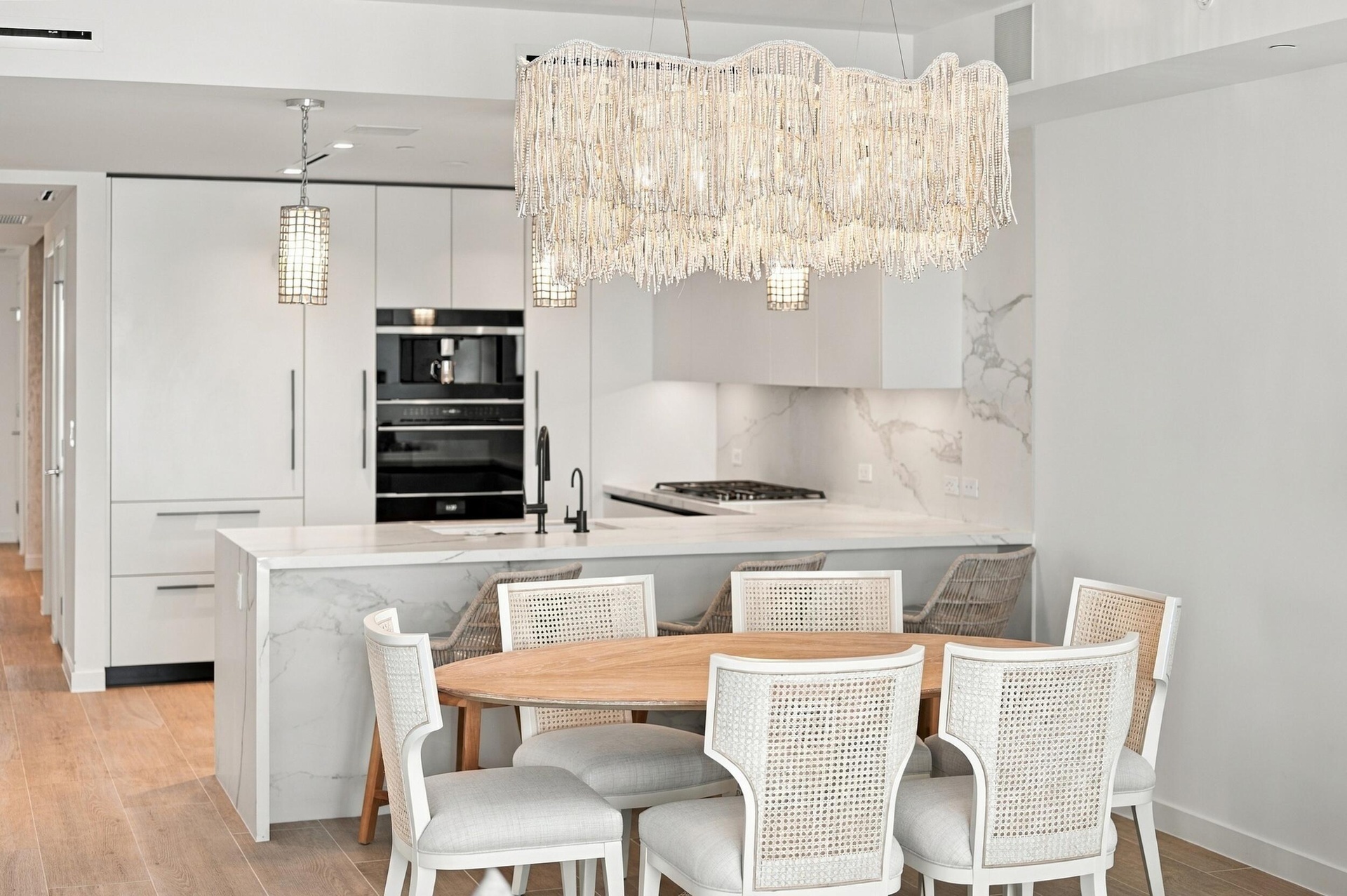 Palechek Chandelier and Dining Room furniture by Made Good