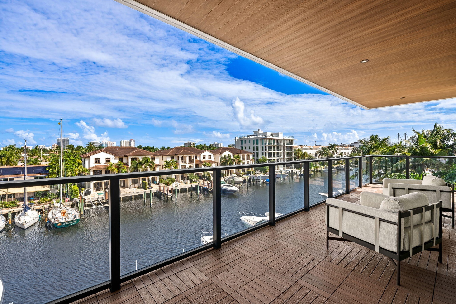 Primary terrace w/ NewTechWood drainage decking + TG ceiling