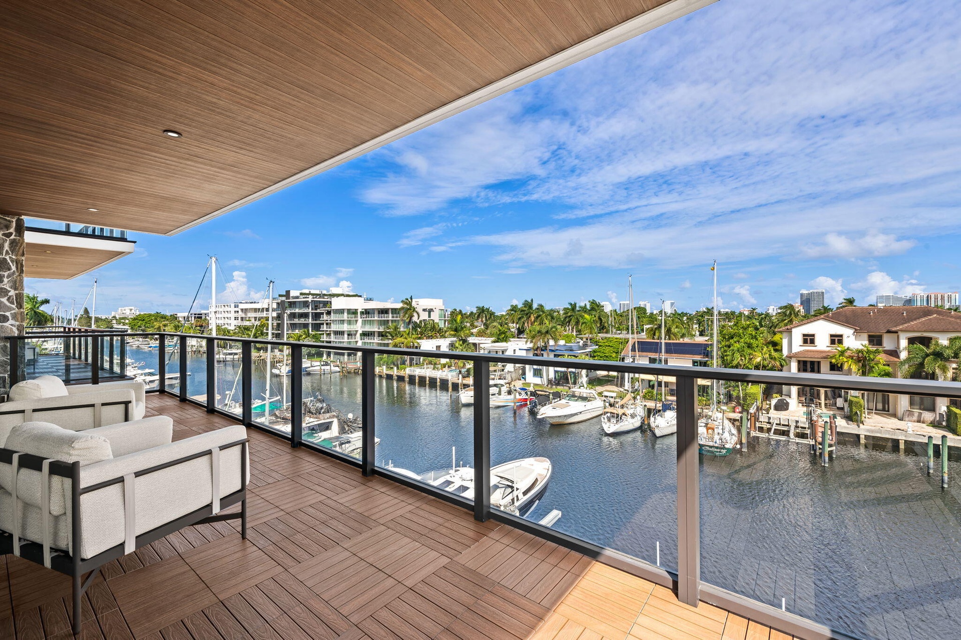 Primary terrace w/ NewTechWood drainage decking + TG ceiling