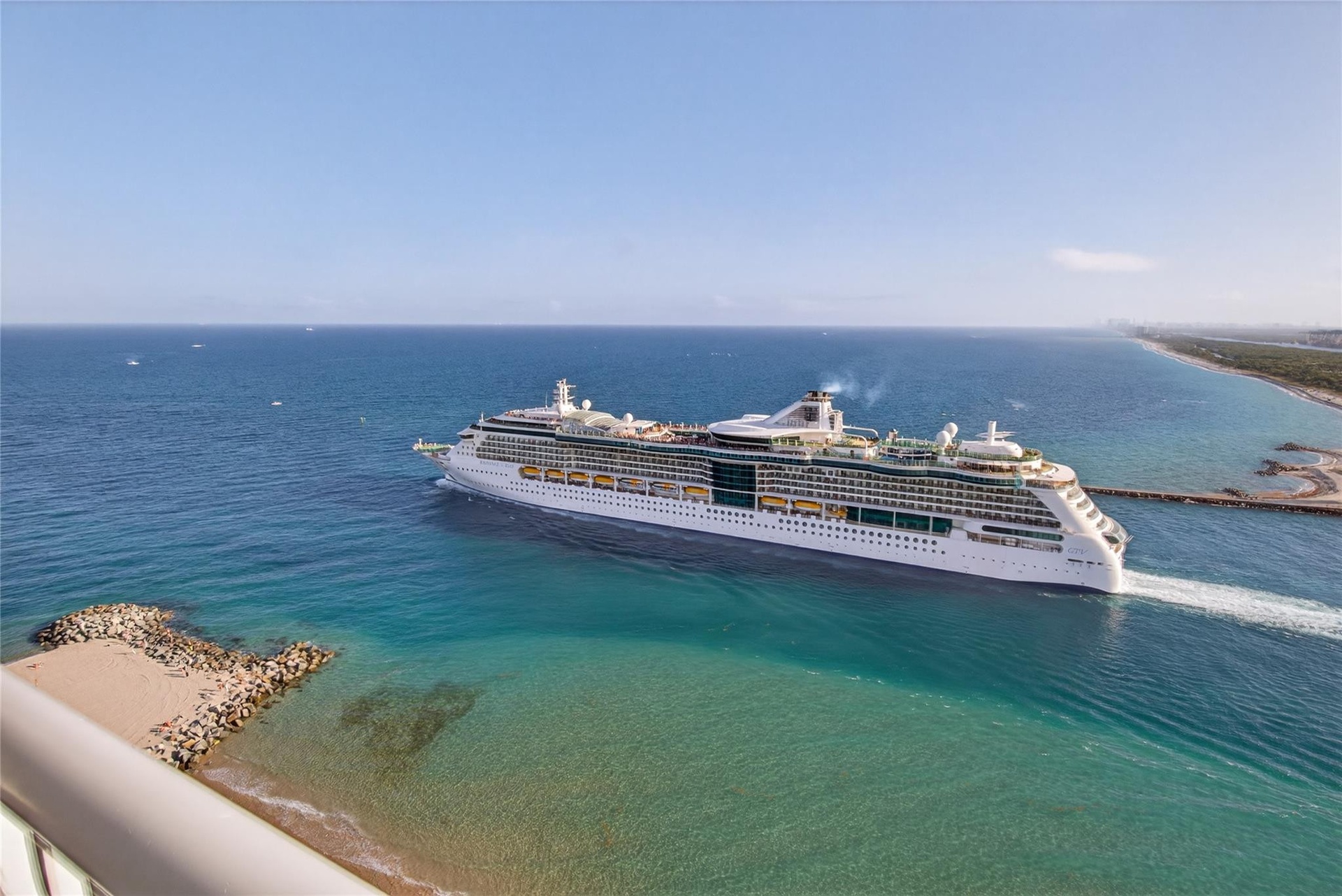 Cruise Ship sailing out of Port Everglades Inlet