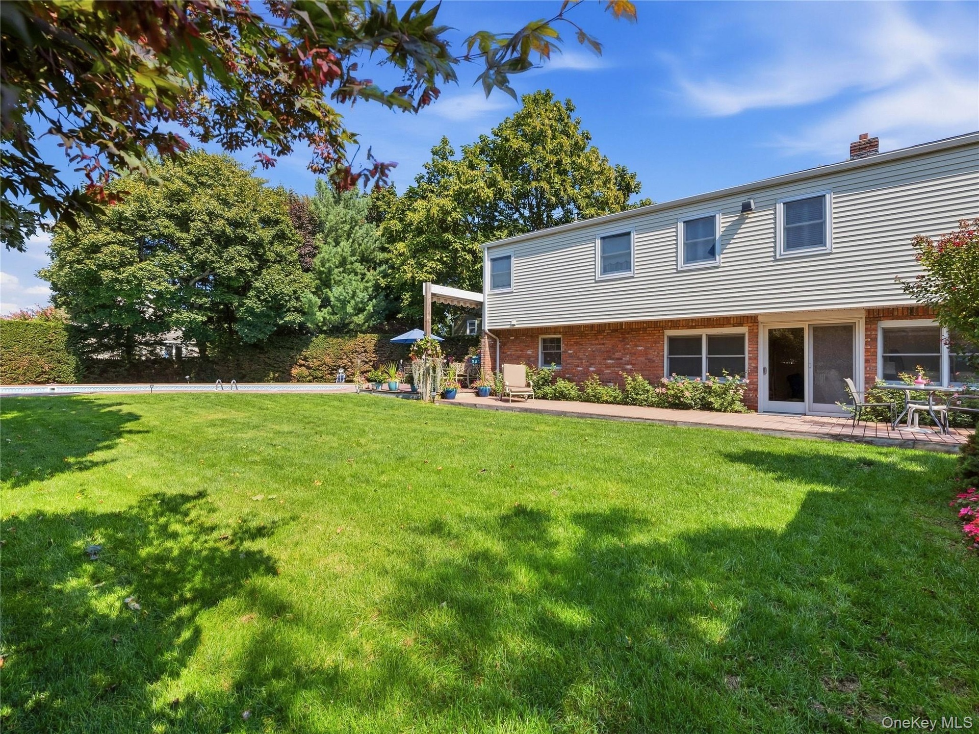 Large backyard grass area