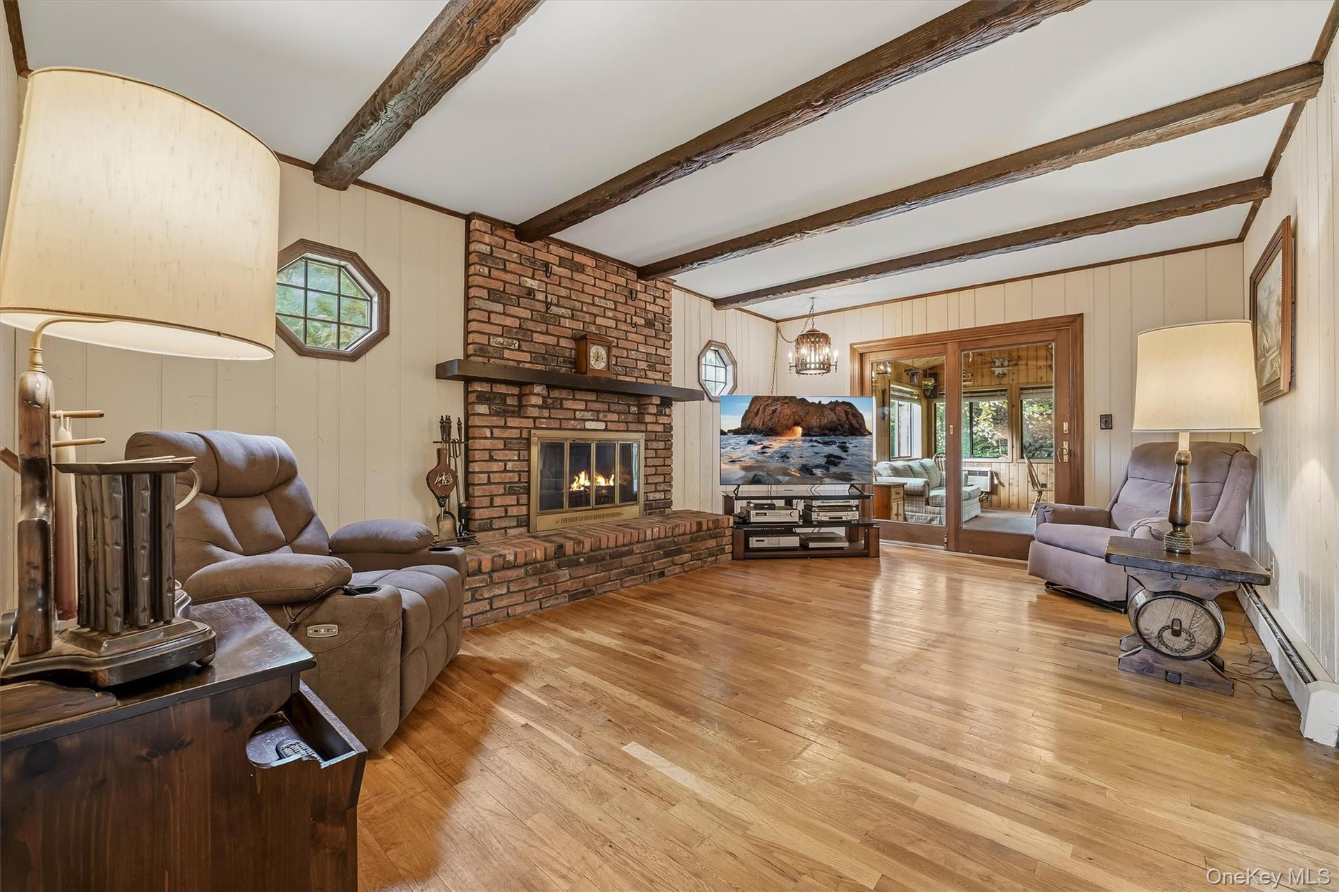 Family room with FP