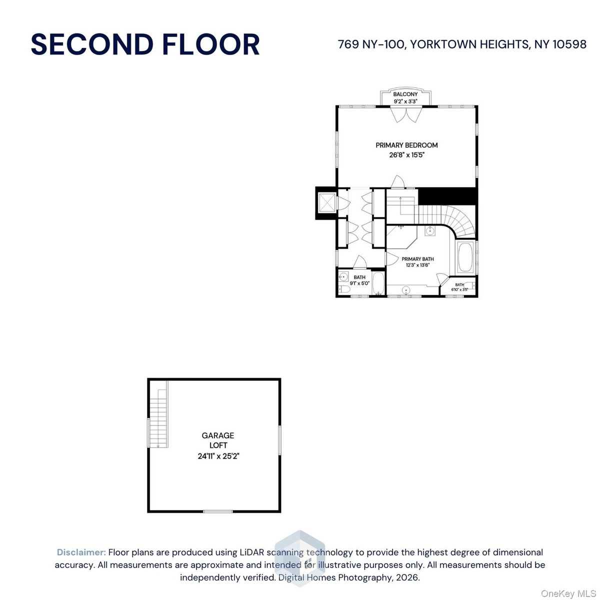Primary Bedroom Suite on 2nd Floor plus plan of Loft over Garage