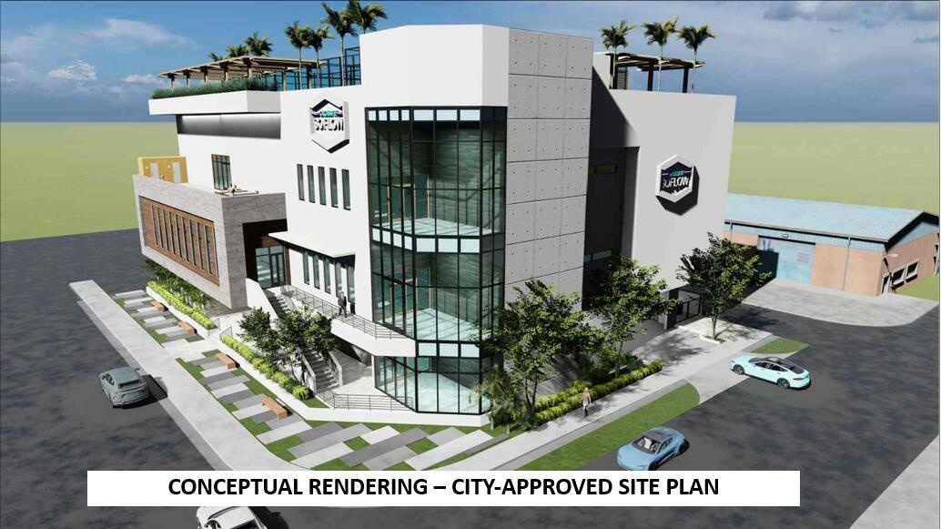 Conceptual rendering illustrating the proposed four-story development and prominent corner orientation.