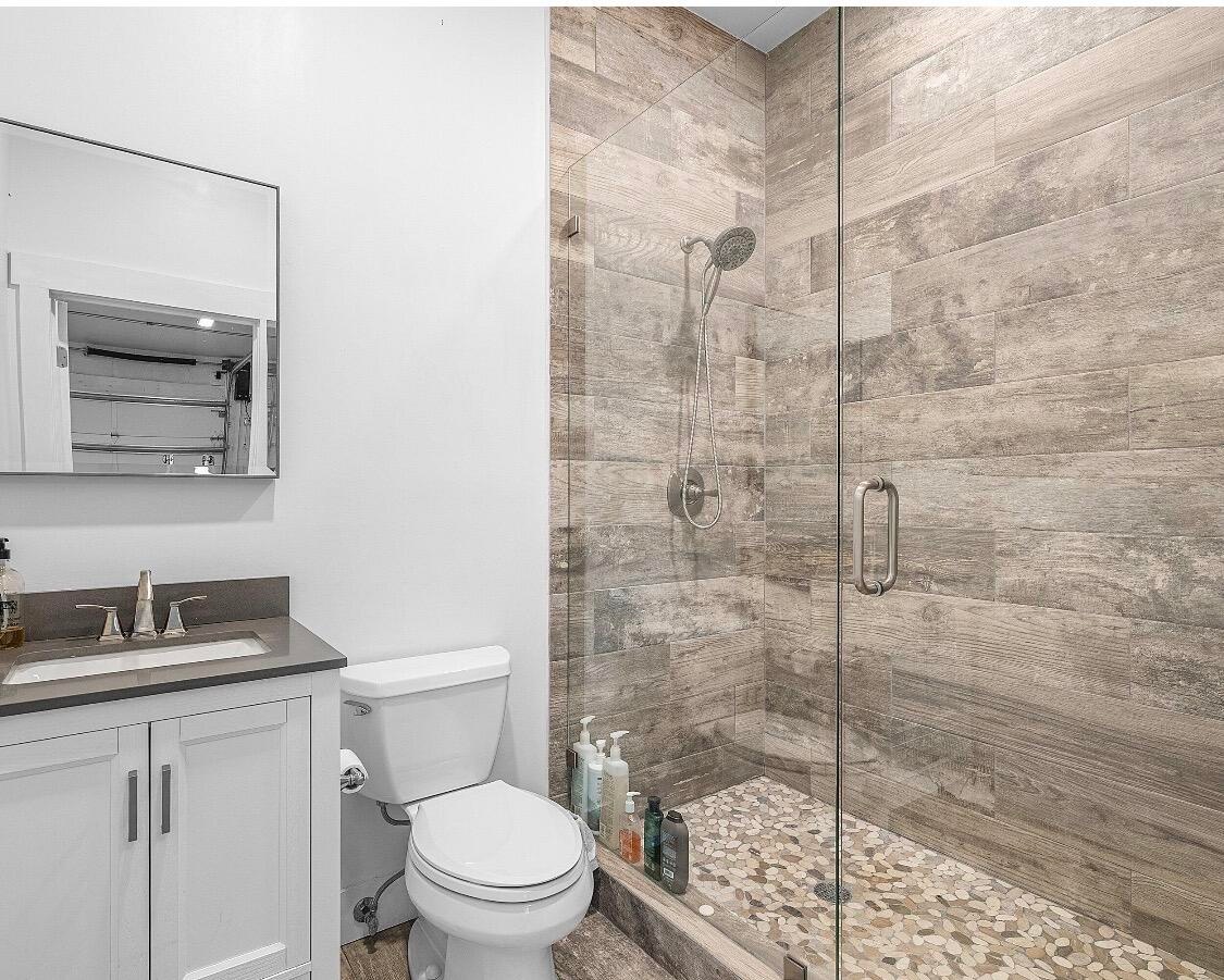 Seamless walk in showers everywhere.