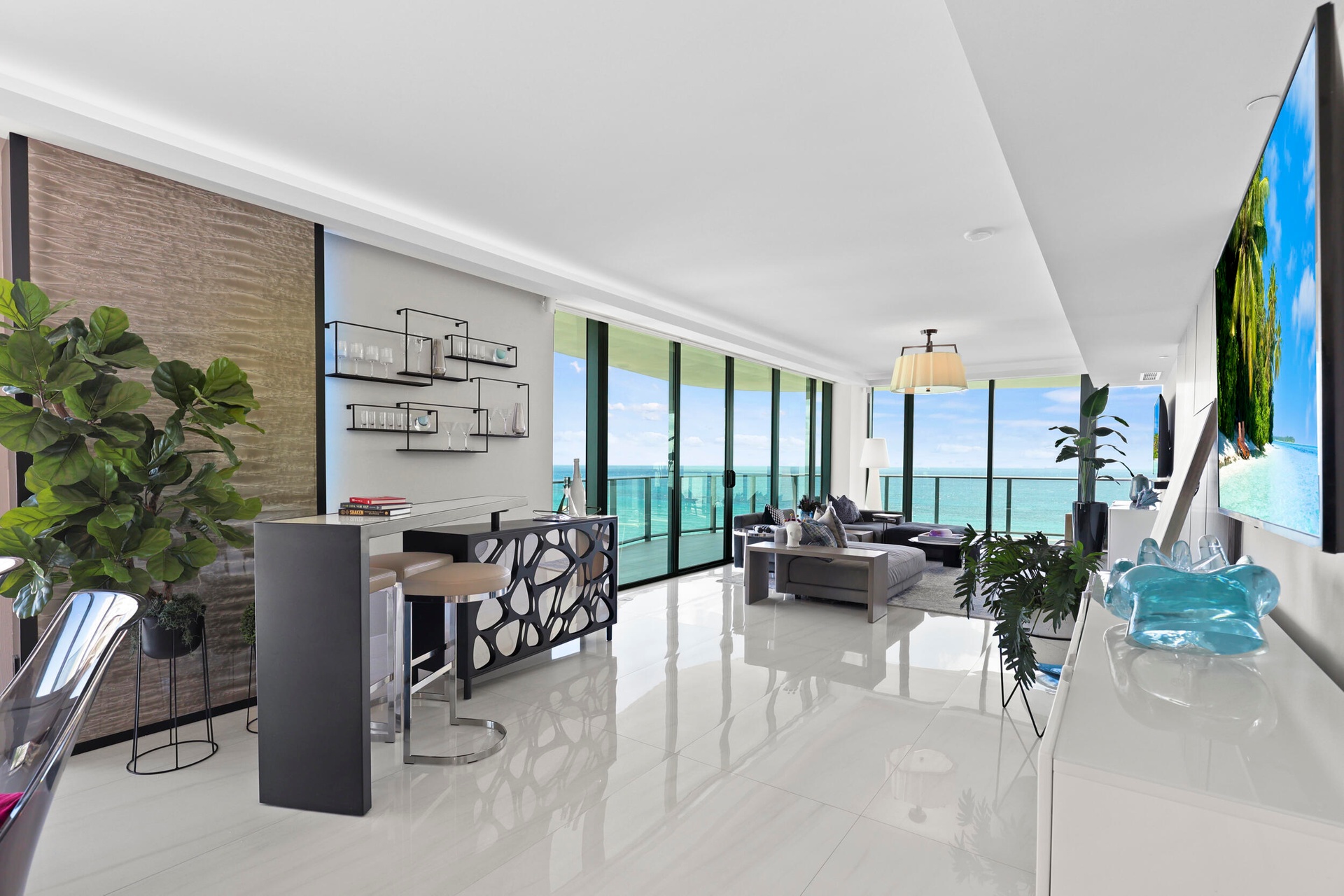 From the moment you enter, sweeping ocean views unfold before you, creating an unforgettable first impression.