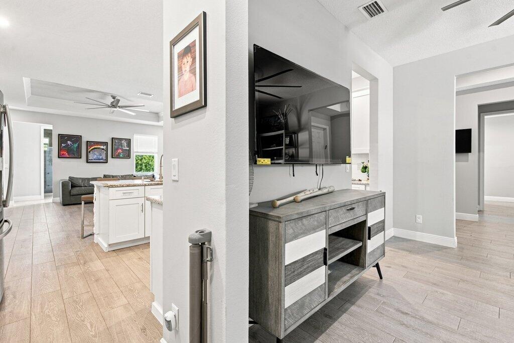 family room into kitchen