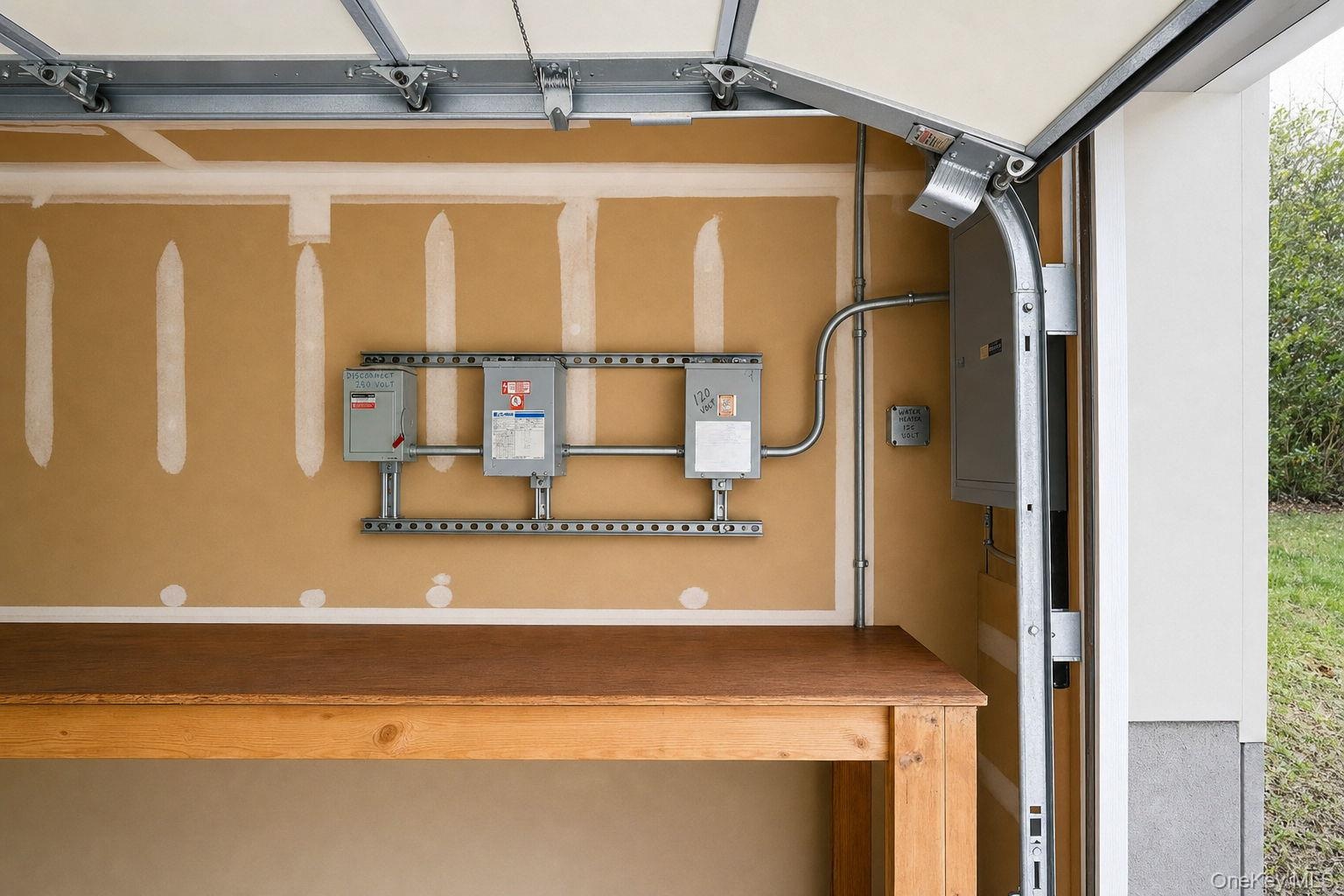 Two car garage with hook up installed for a generator