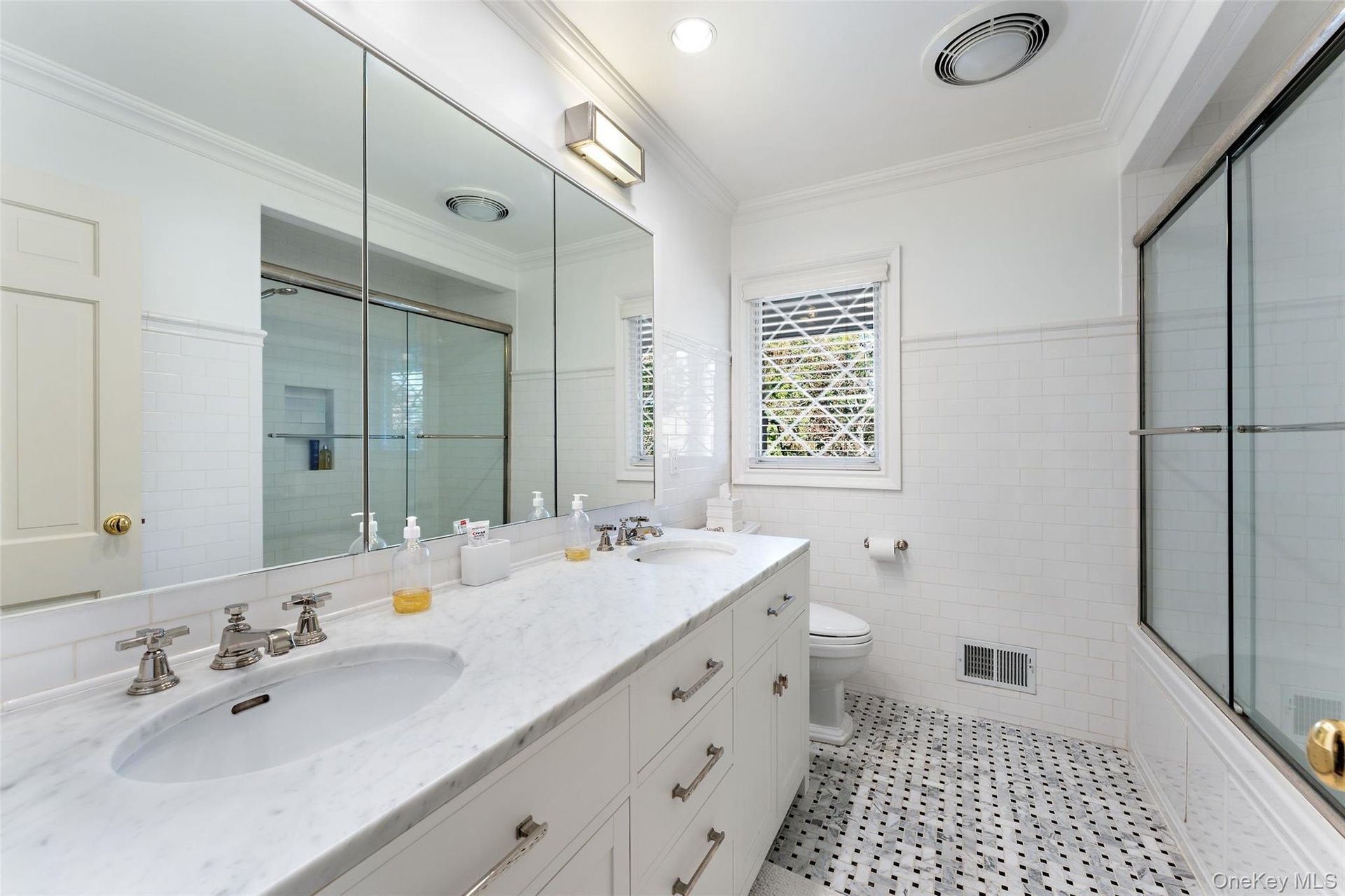 Hall bathroom with bathtub and shower