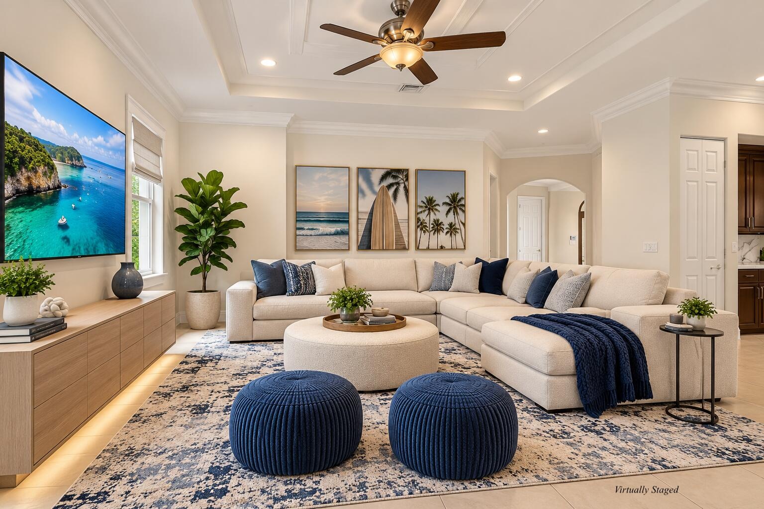 Virtually Staged Family Room