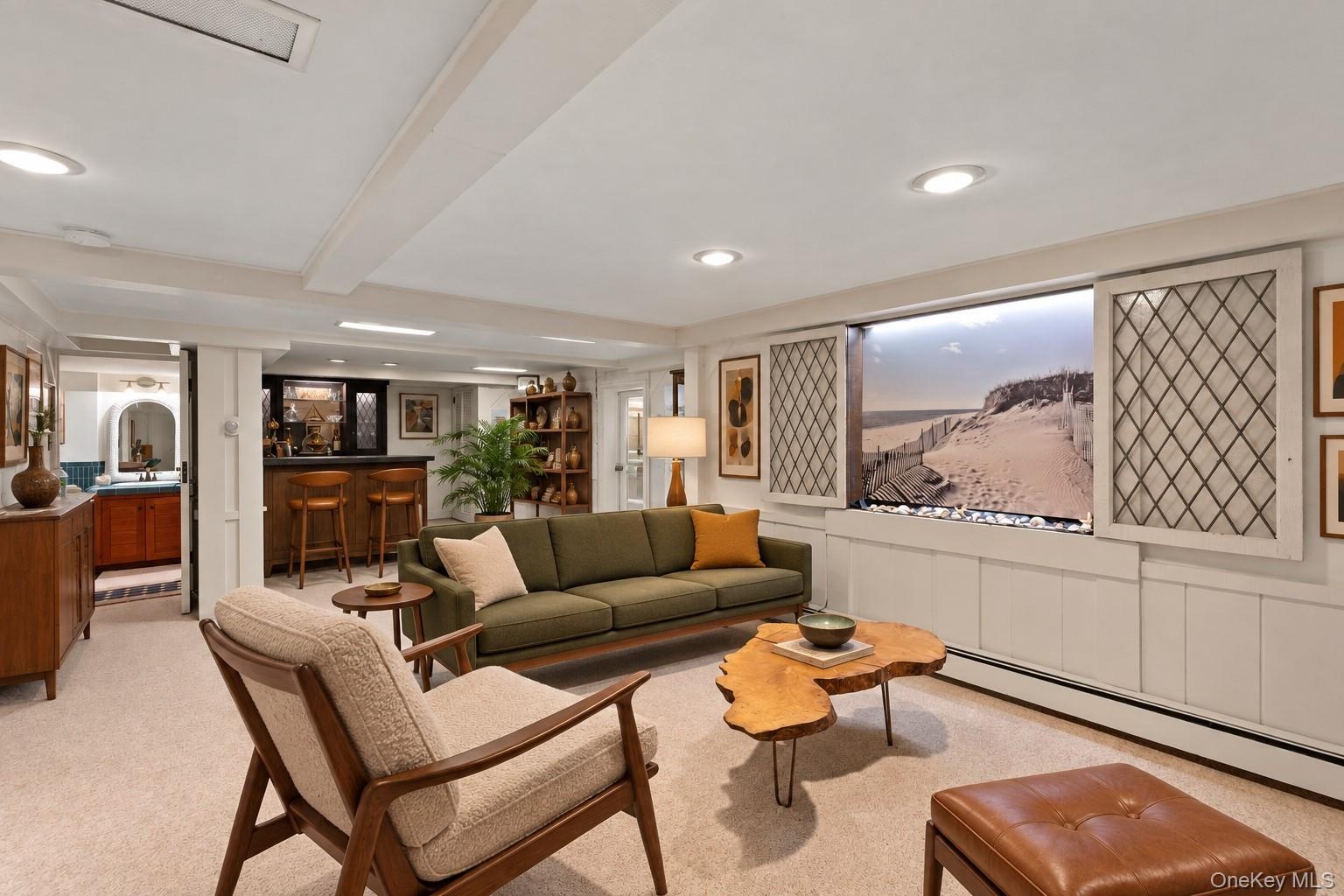 Basement Lounge Area - with new egress window