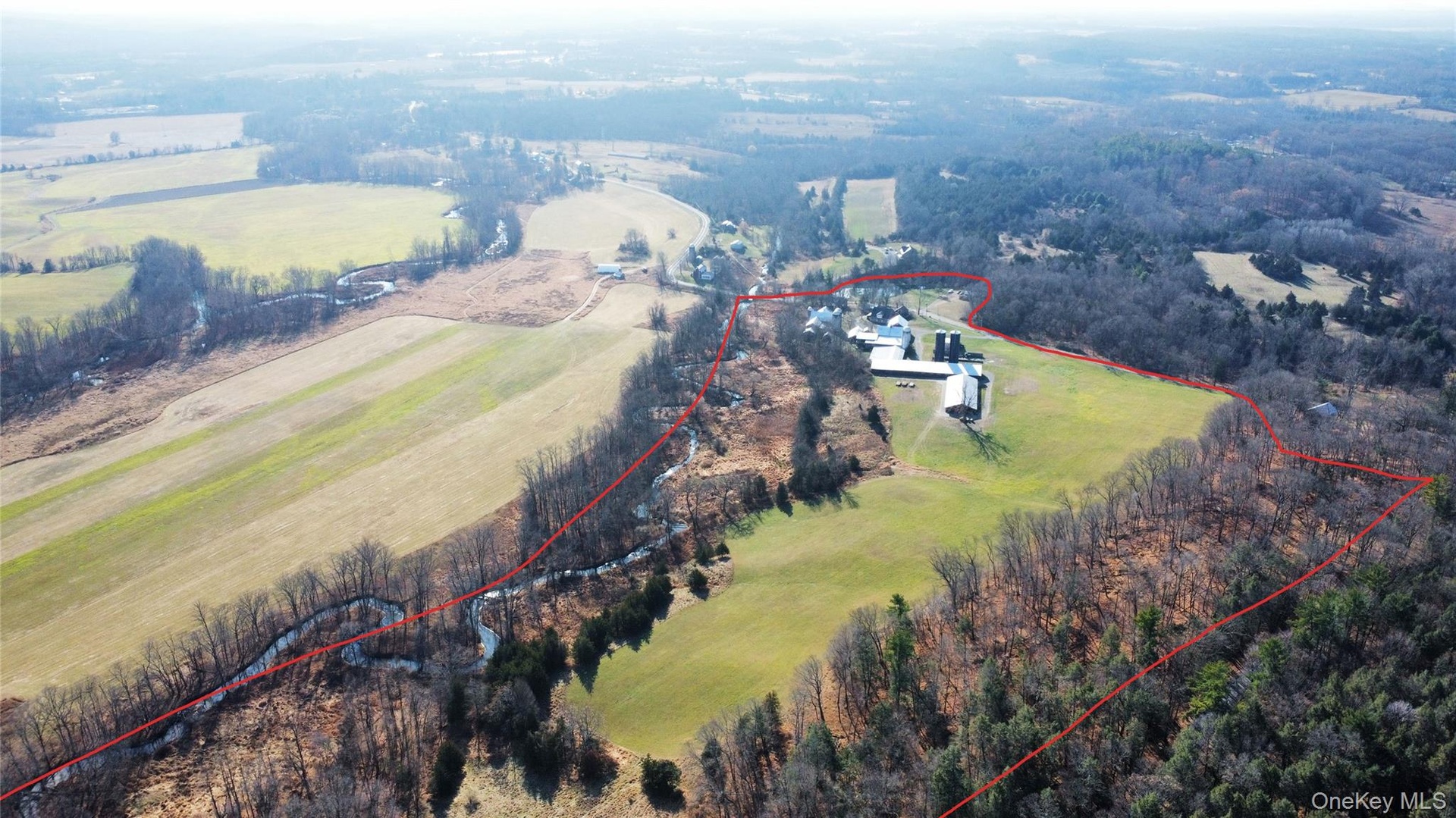 Aerial view of farm & rear field