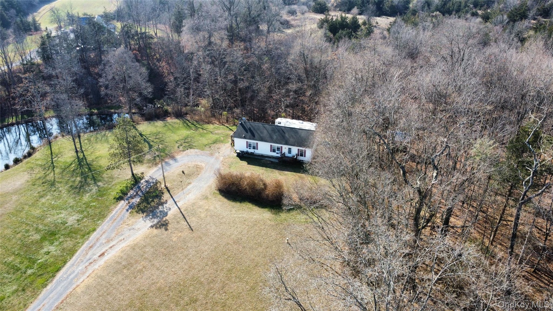 Aerial view of Modular & part of pond