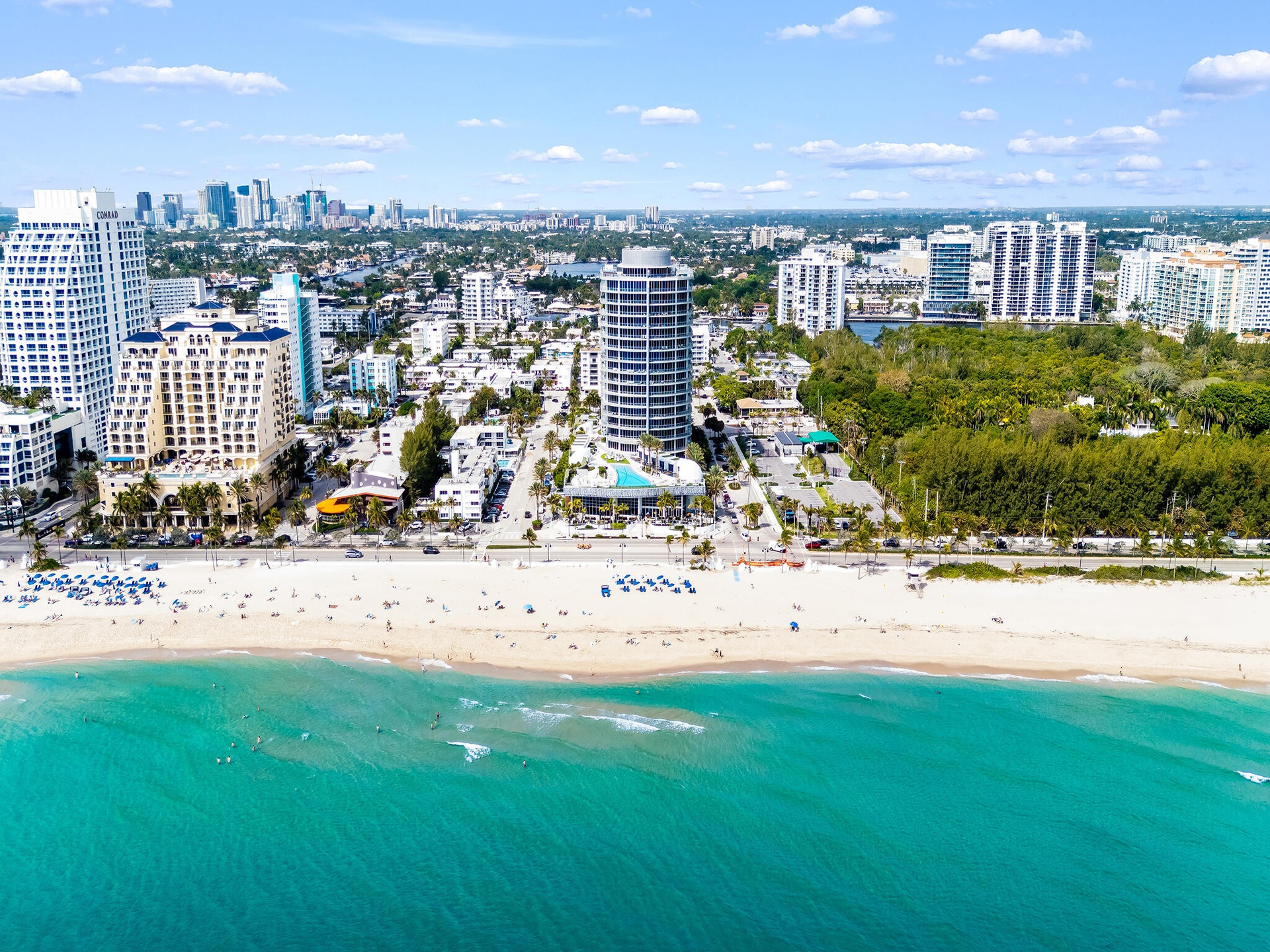 Aerial of beach and Paramount