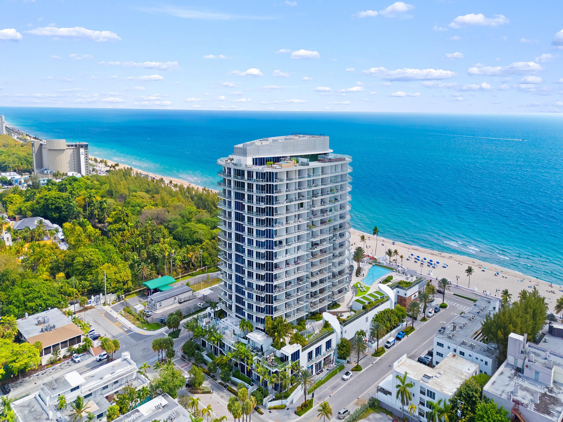 Aerial of beach and Paramount