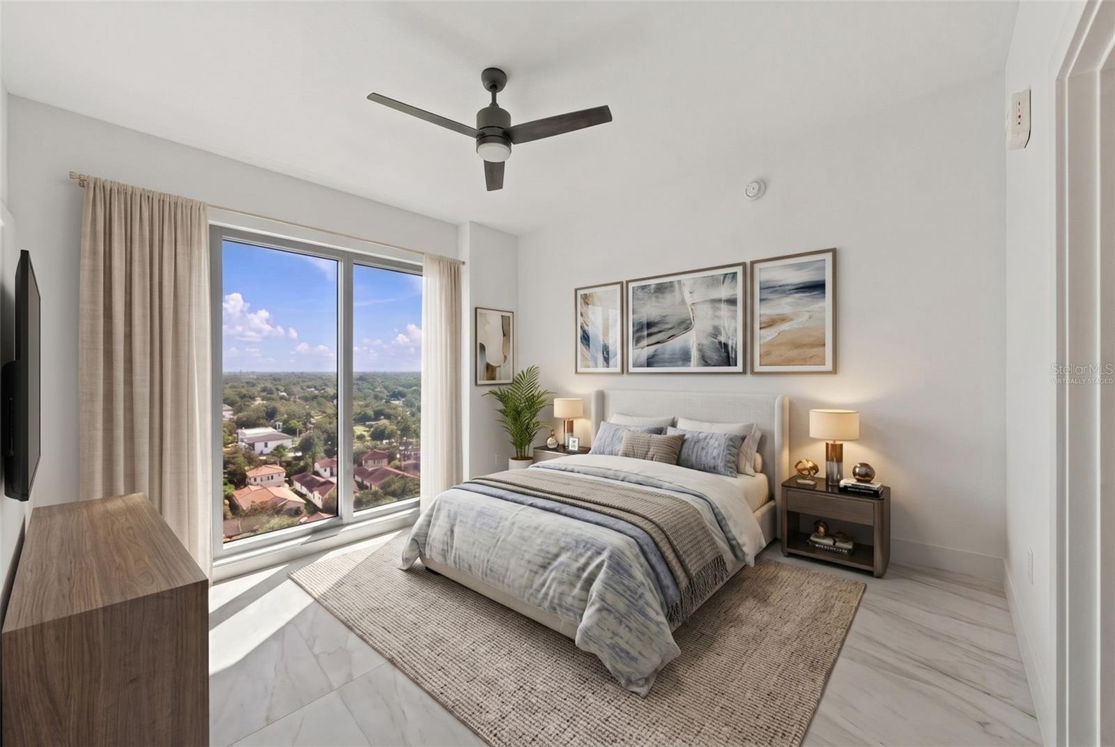 Virtually Staged - Bedroom 2 with en suite bath that inlcudes walk in shower