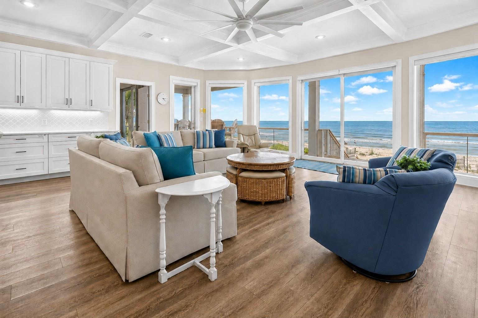 Large Family Room with Beachfront Views
