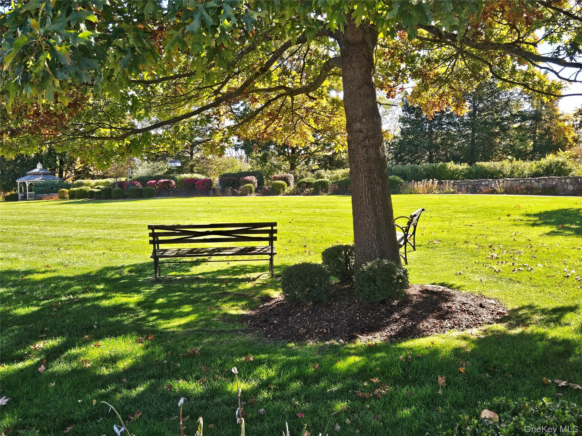 Looking across another green toward the gazebo.