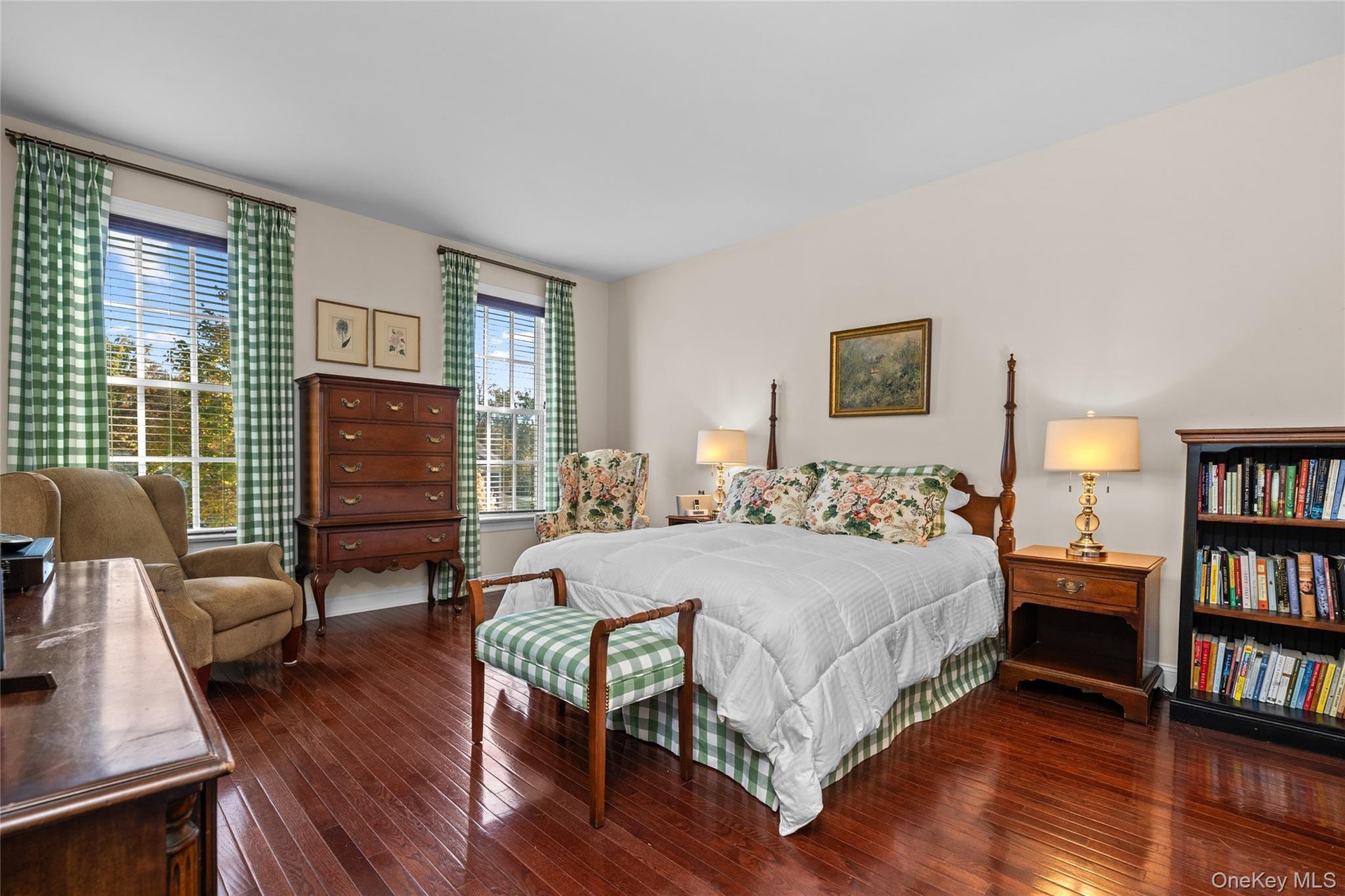 The elegance continues in the en suite primary bedroom.