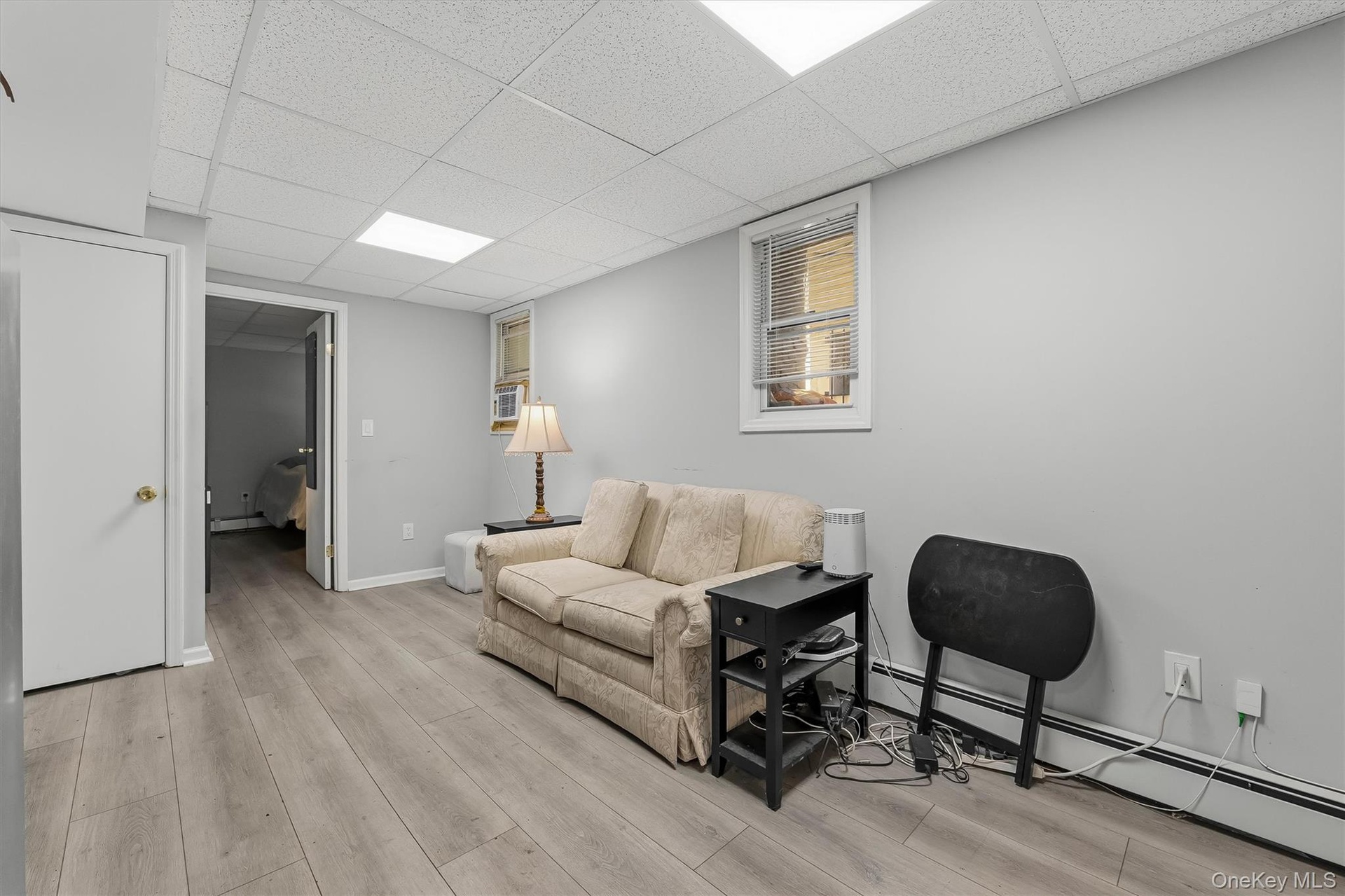 Homeowners apartment living room in the basement