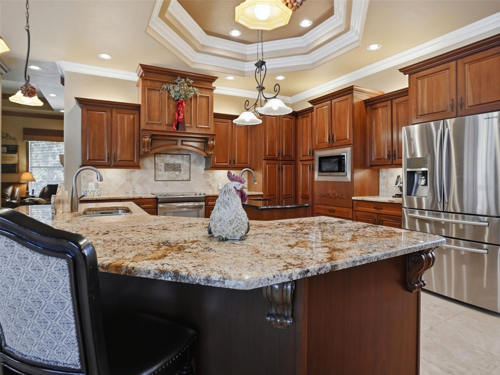 Upgraded wood cabinetry and granite countertops elevate the space!