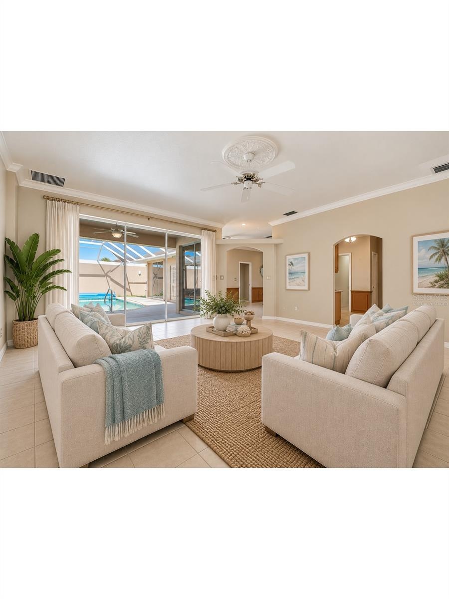 living room virtually staged