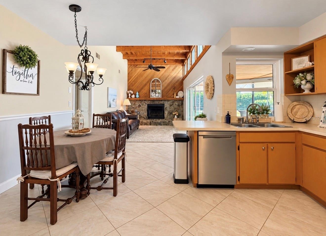 open from kitchen to family room