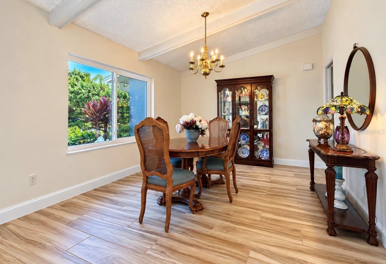 Dining room with large window
