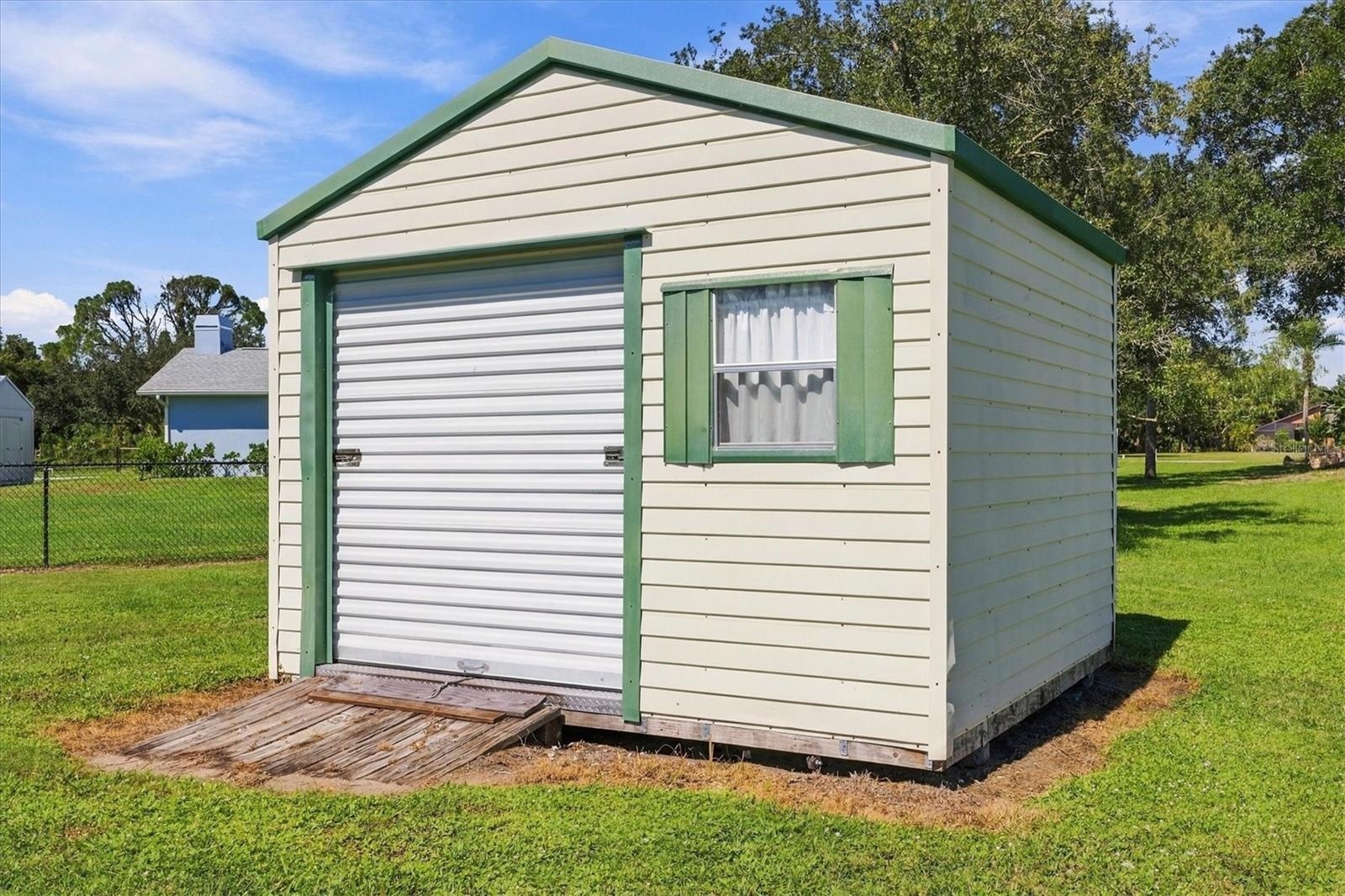 Utility storage shed.