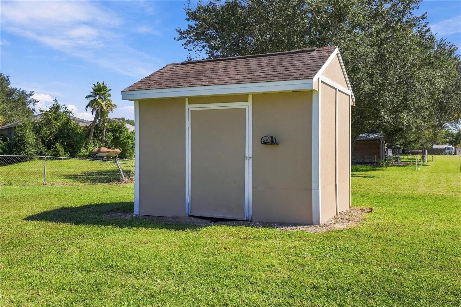 This shed houses the "Whole House" reverse osmosis system water equipment.