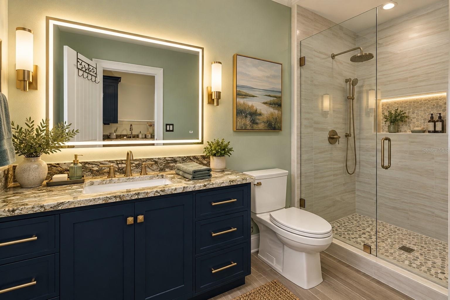 AI generated potential  redesign of the craft room 1/2 bath.