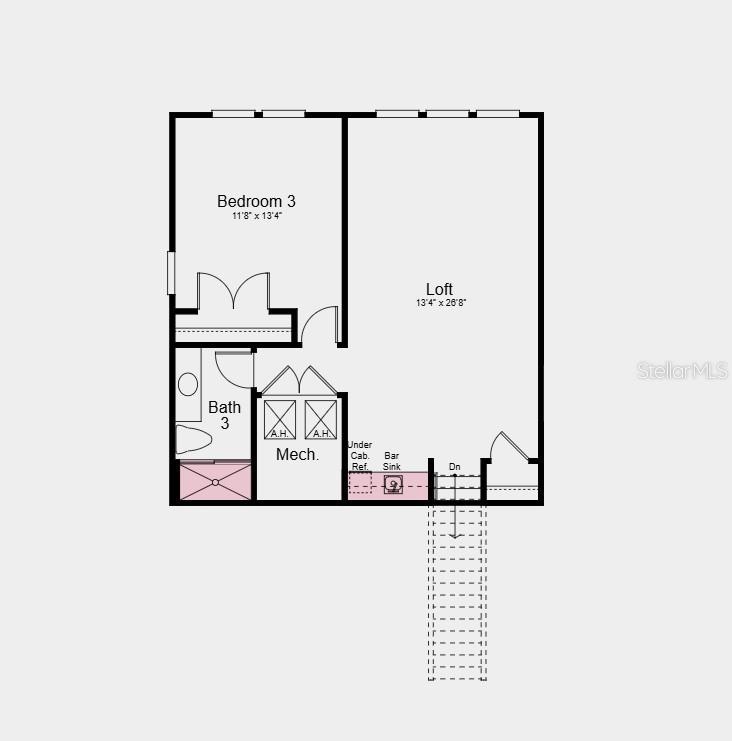Second Floor Plan - Additional Highlights Include: gourmet kitchen, tray ceiling package, wet bar in loft, shower in upstairs bathroom, open stair rai